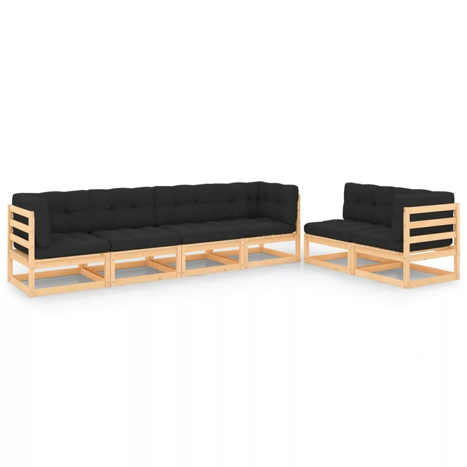 6-tlg. Garten-lounge-set Mit Kissen Massivholz Kiefer günstig online kaufen