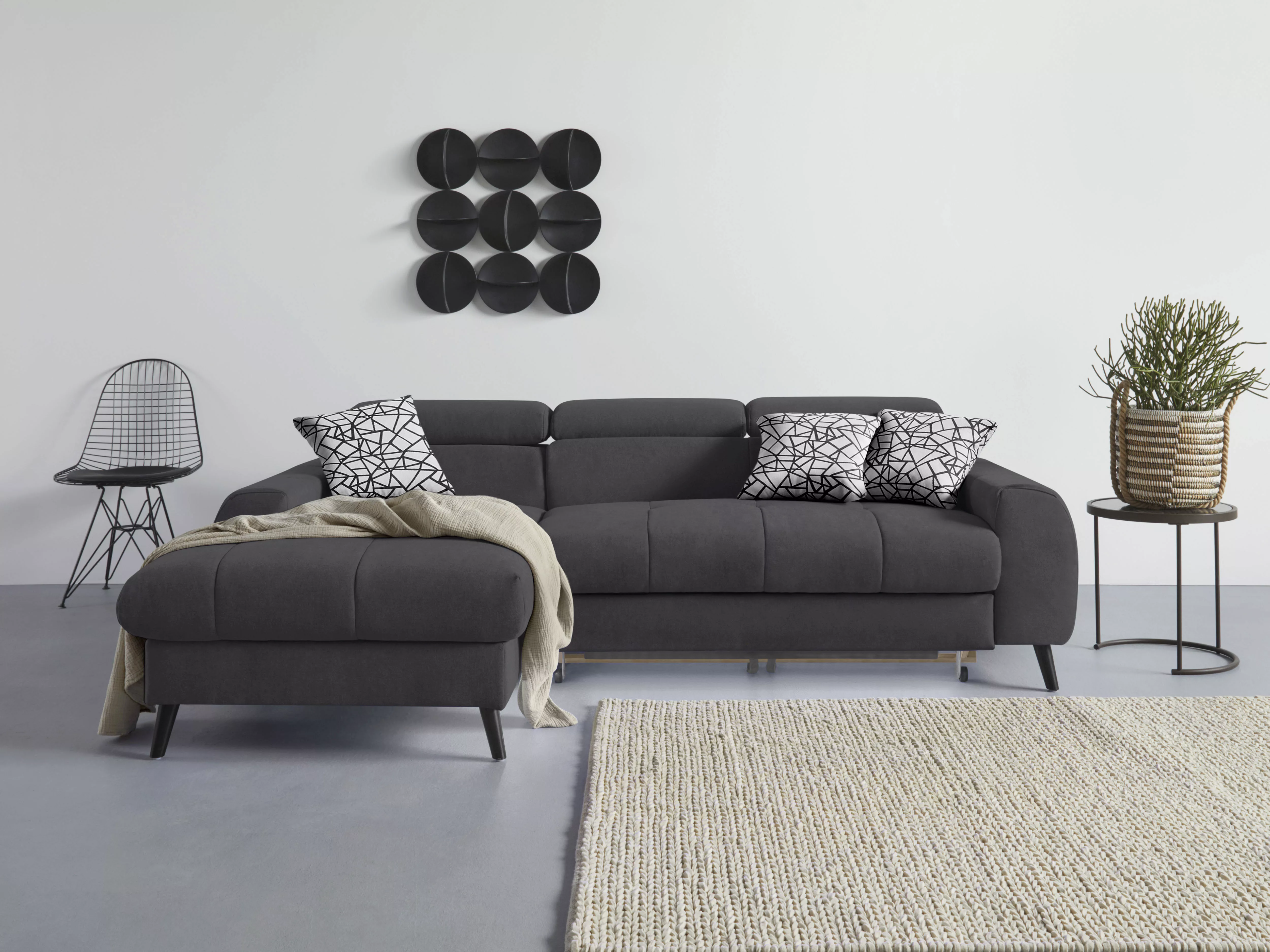 COTTA Ecksofa "Mia L-Form mit 3 Zierkissen", wahlweise mit Bettfunktion, Be günstig online kaufen