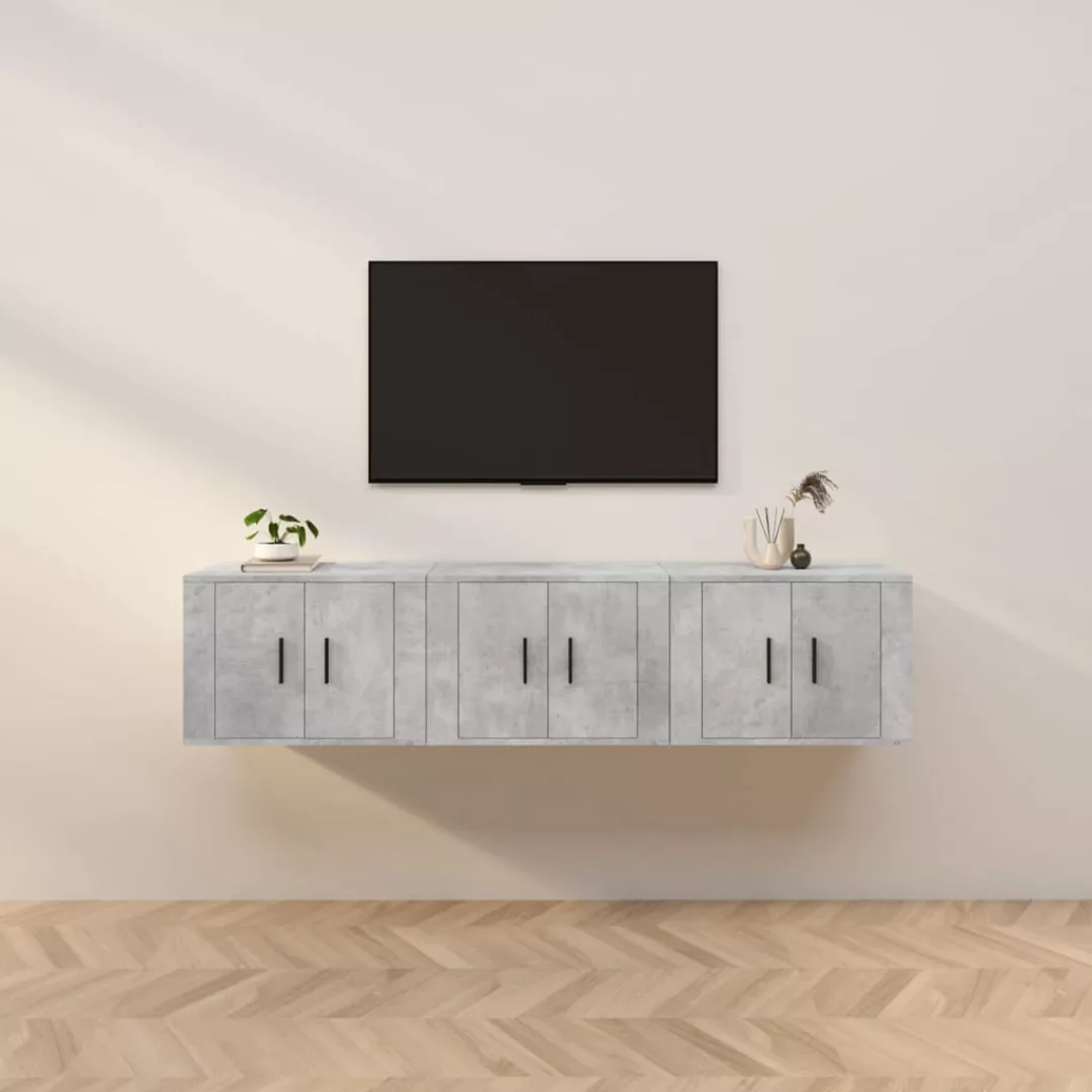 Vidaxl Tv-wandschränke 3 Stk. Betongrau 57x34,5x40 Cm günstig online kaufen