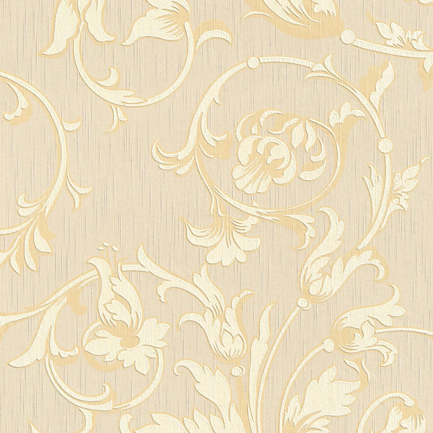 Bricoflor Florale Tapete in Creme Weiß Helle Textiltapete mit Blumen Ranken günstig online kaufen