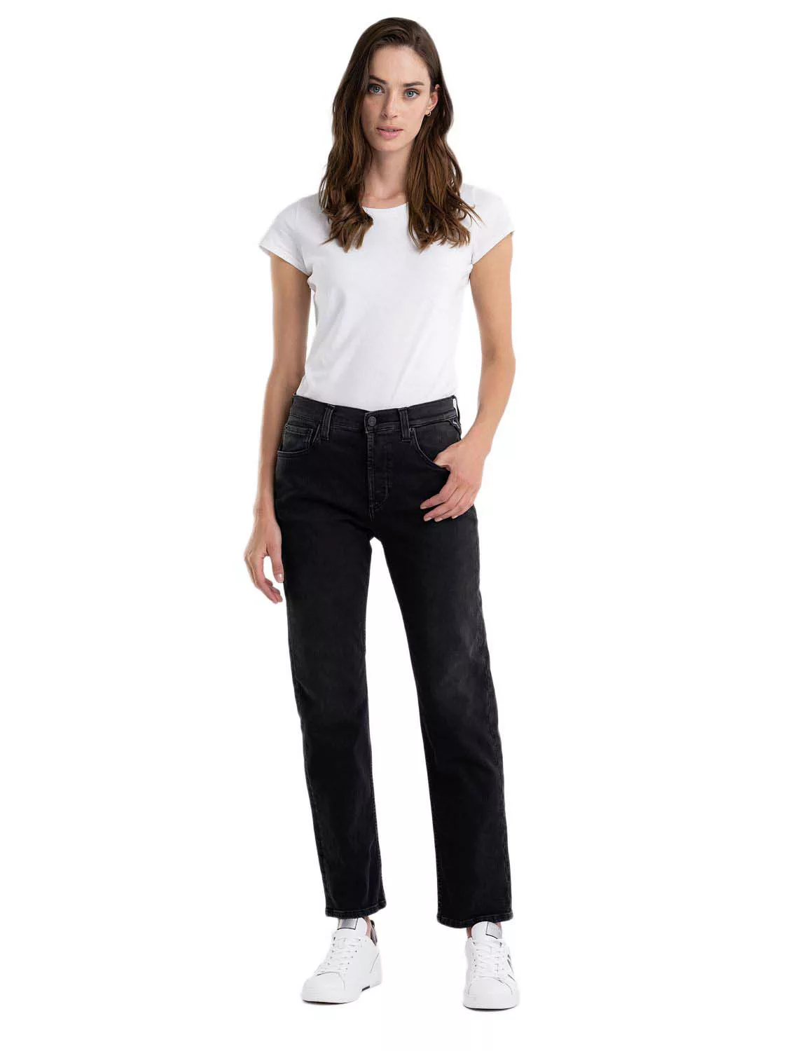 Replay Damen Jeans MAIJKE STRAIGHT - Straight Fit - Blau - Medium Blue Deni günstig online kaufen