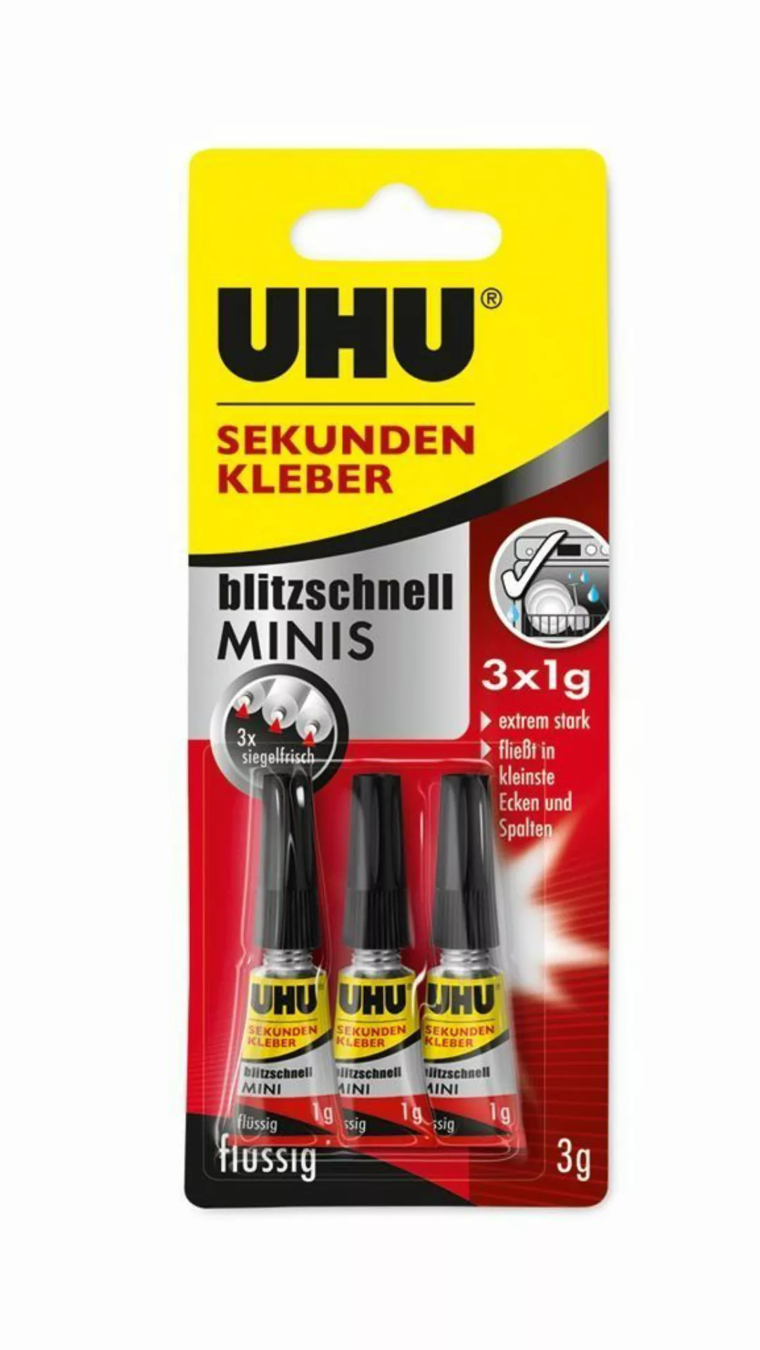 Uhu Sekundenkleber Blitzschnell Minis Flüssig 3 x 1 g günstig online kaufen