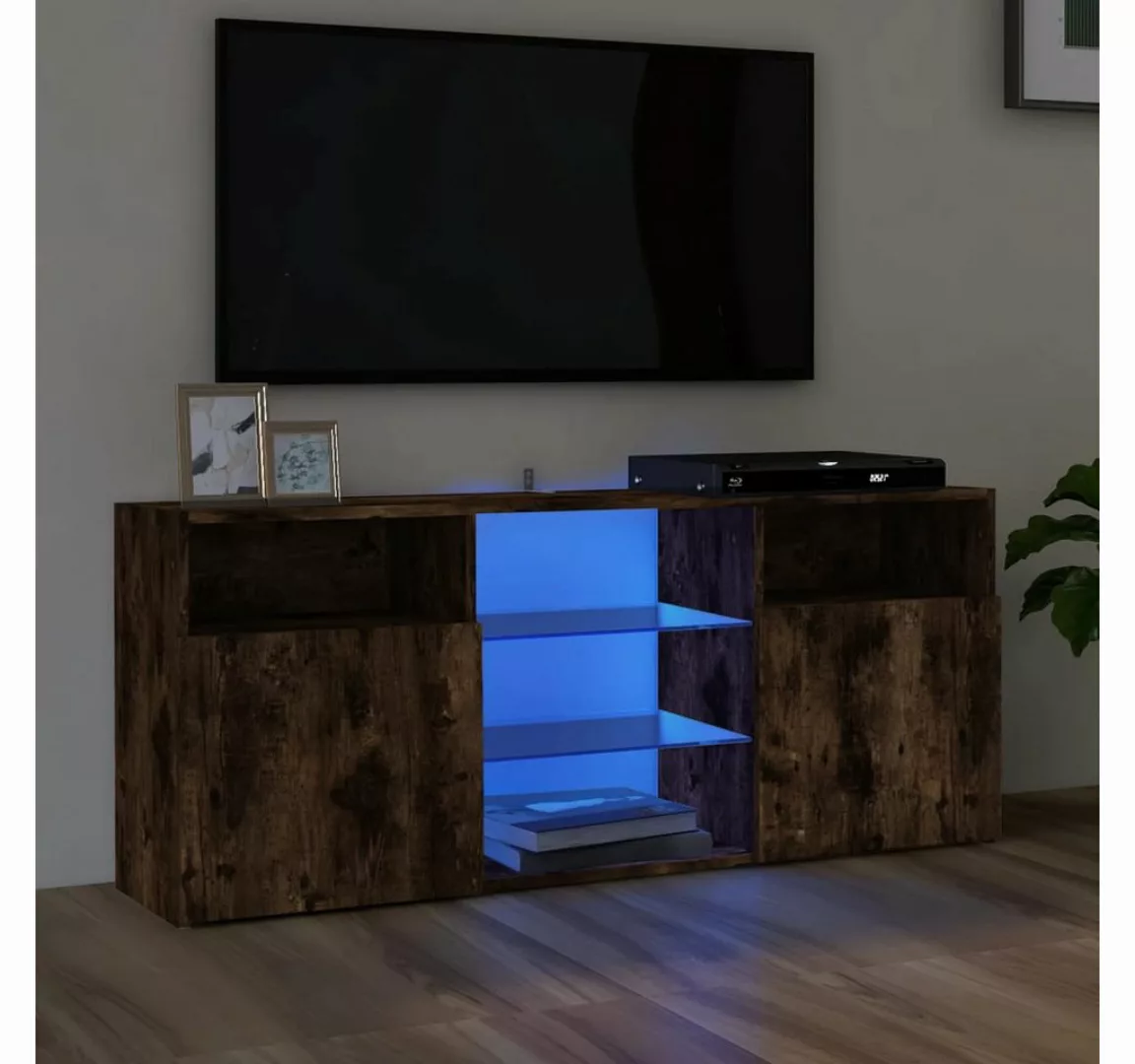 vidaXL TV-Schrank TV-Schrank mit LED Leuchten Räuchereiche 120x30x50 cm TV- günstig online kaufen