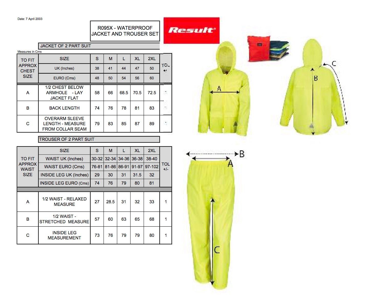 Result Regenanzug Jacke und Hose Set günstig online kaufen
