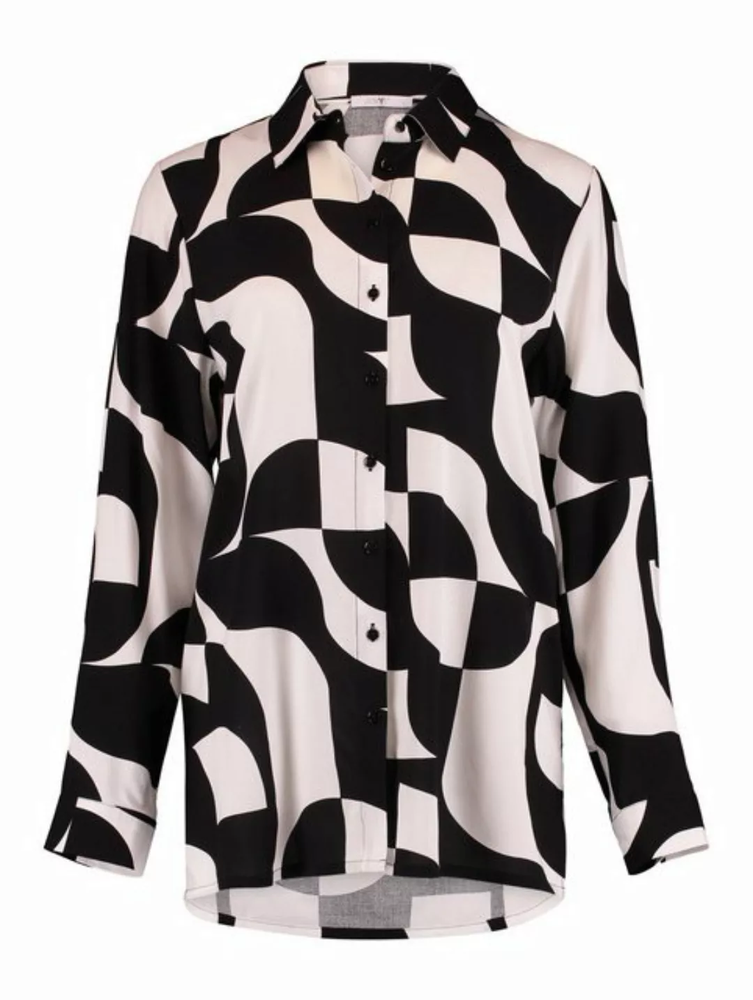 HaILY’S Blusenshirt Bluse Langarm All-Over-Print Hemdkragen 7850 in Schwarz günstig online kaufen