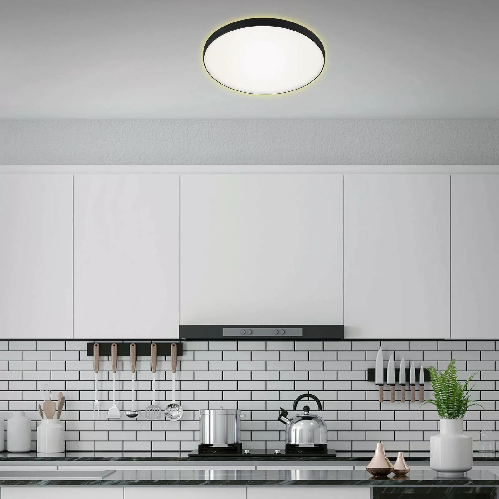 LED-Deckenleuchte Flet mit Backlight, Ø 35,5 cm günstig online kaufen