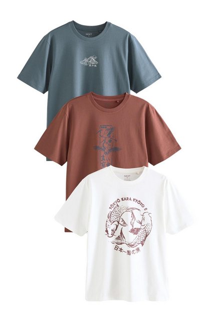 Next Print-Shirt 3er-Pack T-Shirt mit sommerlichem Grafik-Print (3-tlg) günstig online kaufen