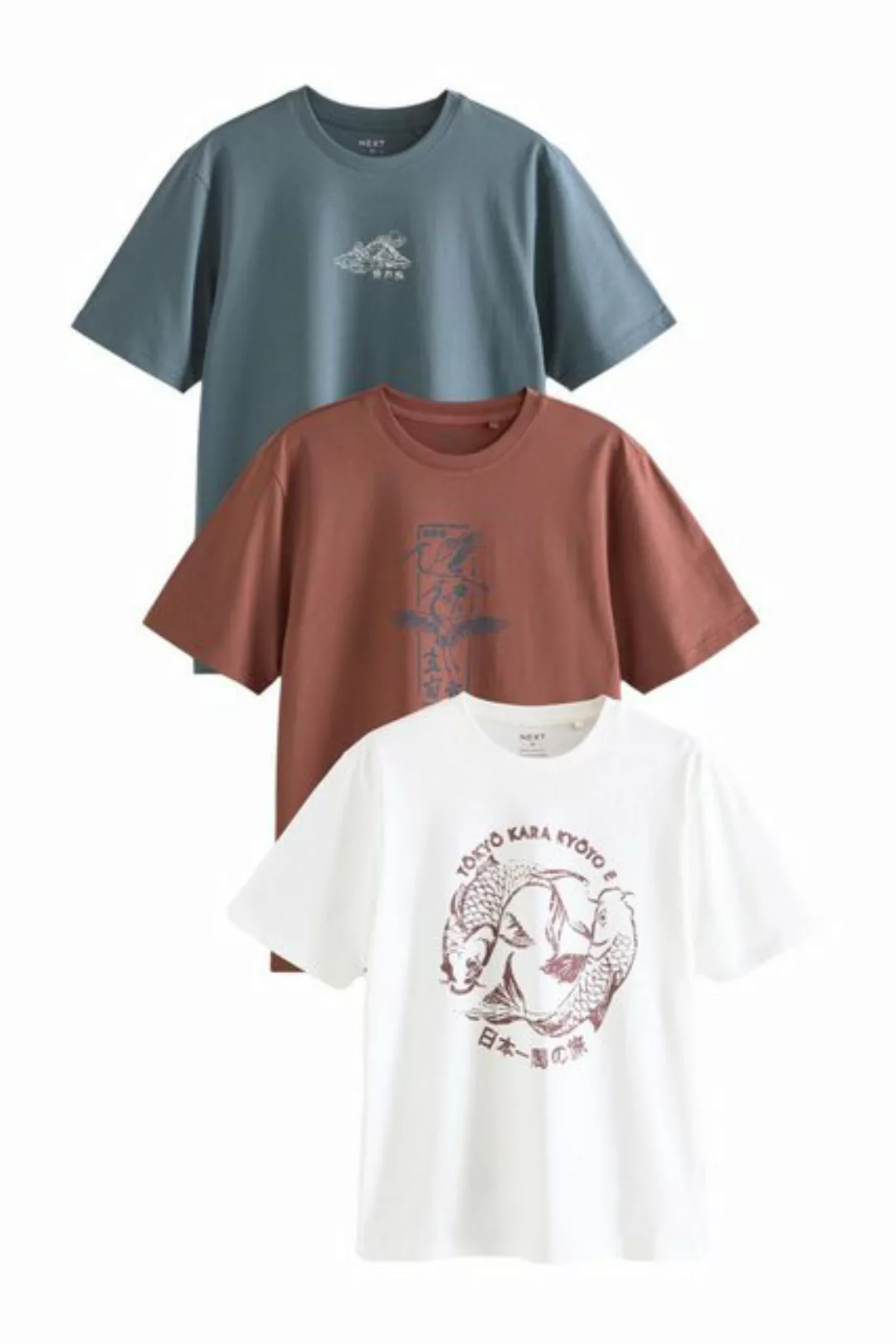 Next Print-Shirt 3er-Pack T-Shirt mit sommerlichem Grafik-Print (3-tlg) günstig online kaufen