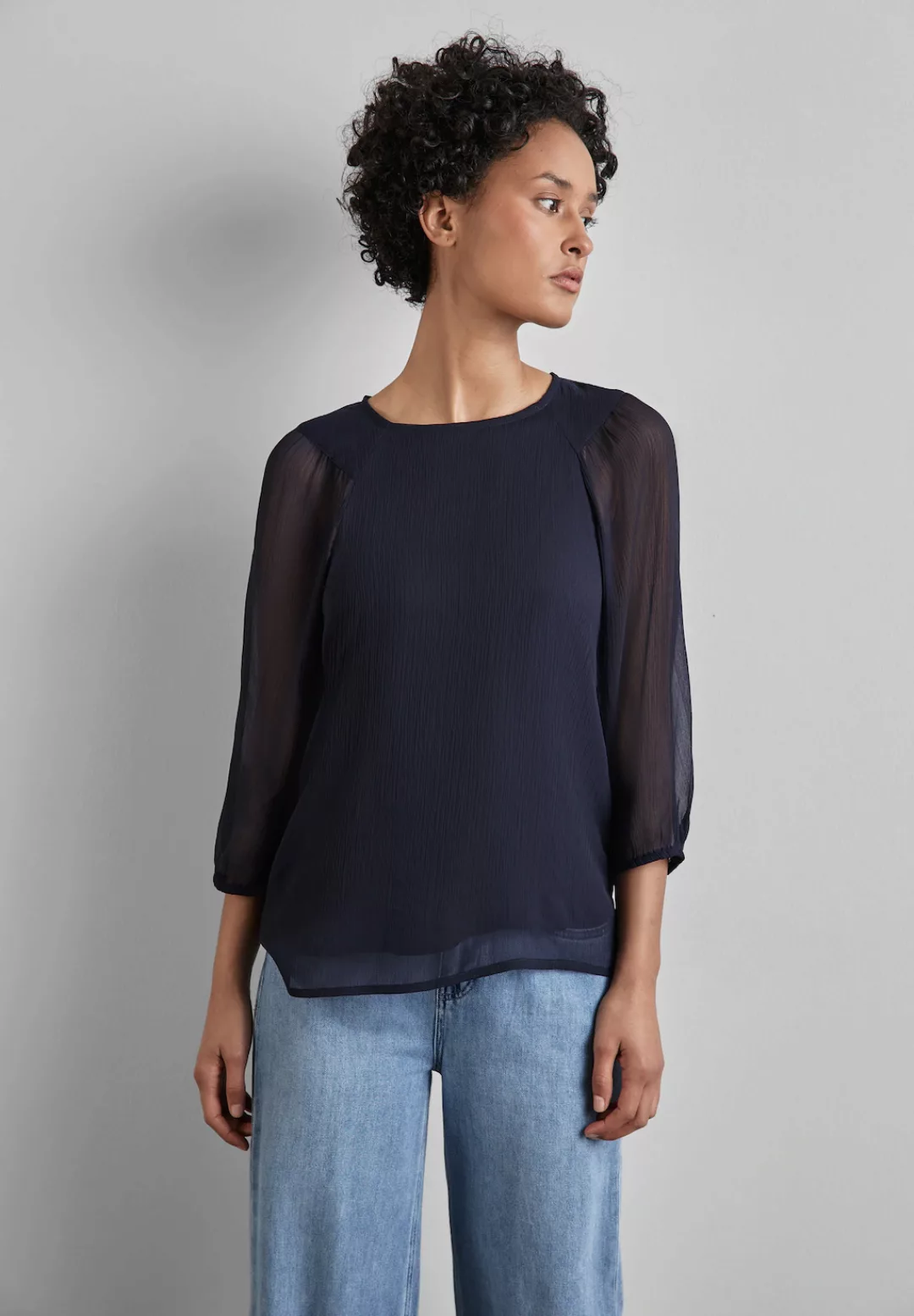 STREET ONE Chiffonbluse, Rundhalsausschnitt günstig online kaufen