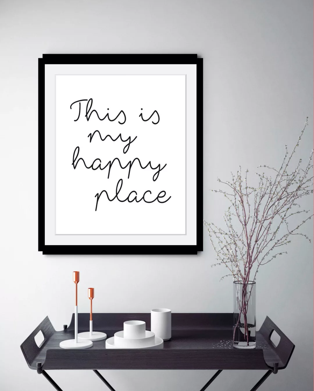 queence Bild »happy place«, in 3 Größen, gerahmt günstig online kaufen