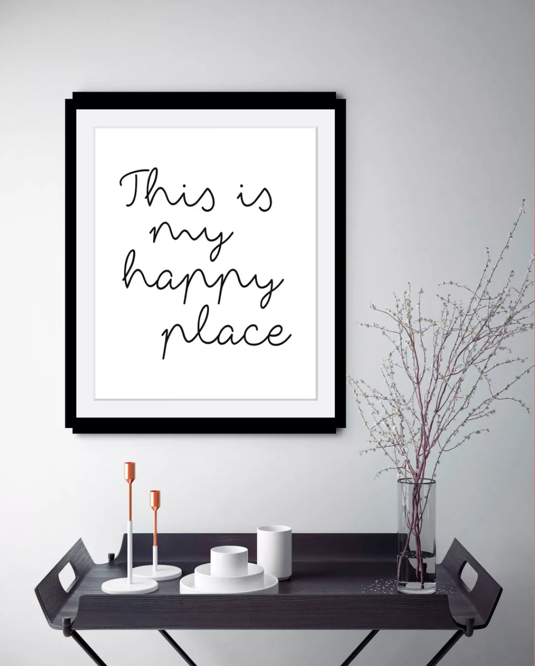 queence Bild "happy place", in 3 Größen, gerahmt günstig online kaufen