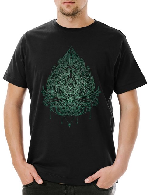 Urban Backwoods Print-Shirt Green Lotus And Prayer Beads Herren T-Shirt Sut günstig online kaufen