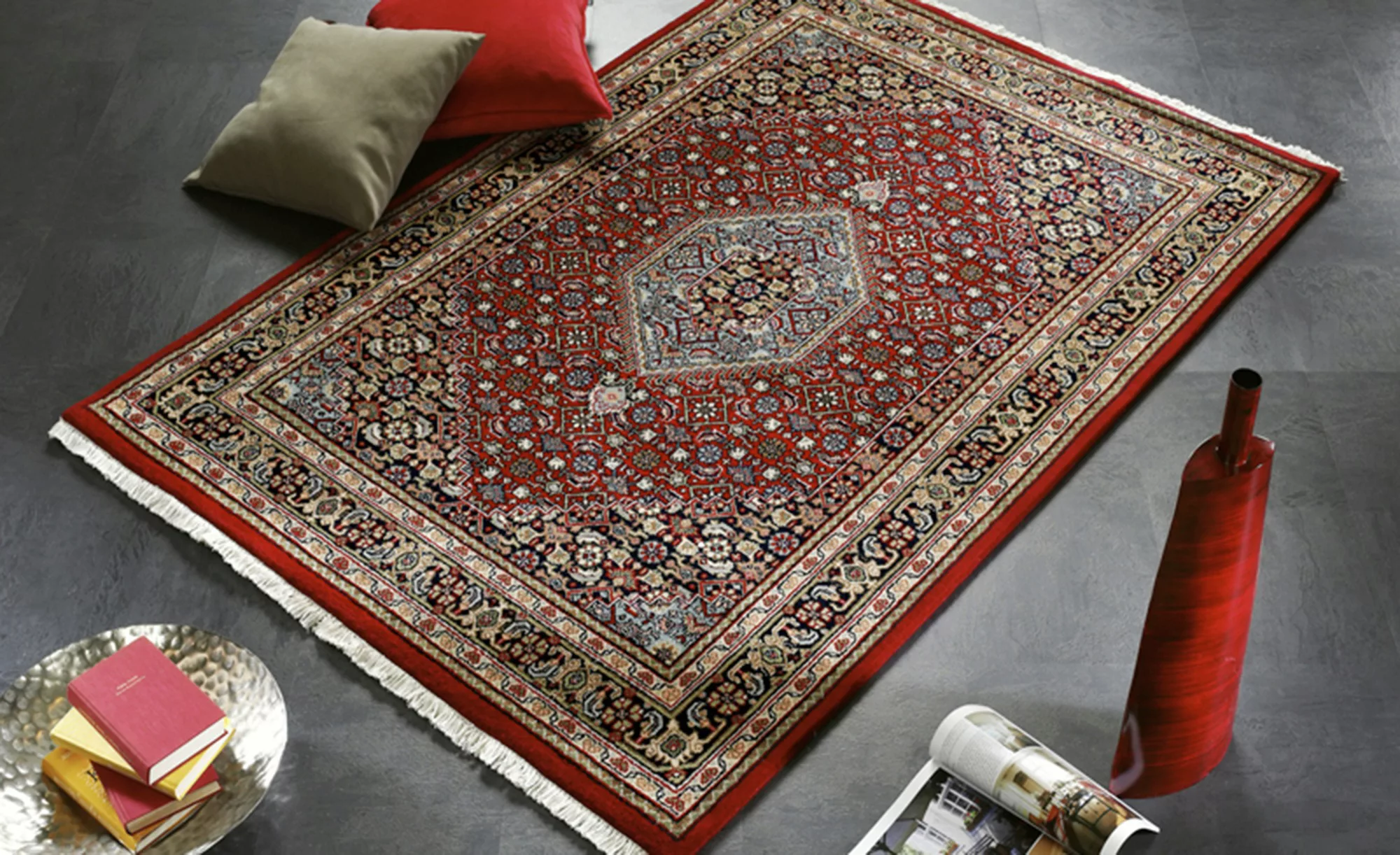 Handgeknüpfter Naturteppich - rot - Wolle - 120 cm - Teppiche > Wohnteppich günstig online kaufen