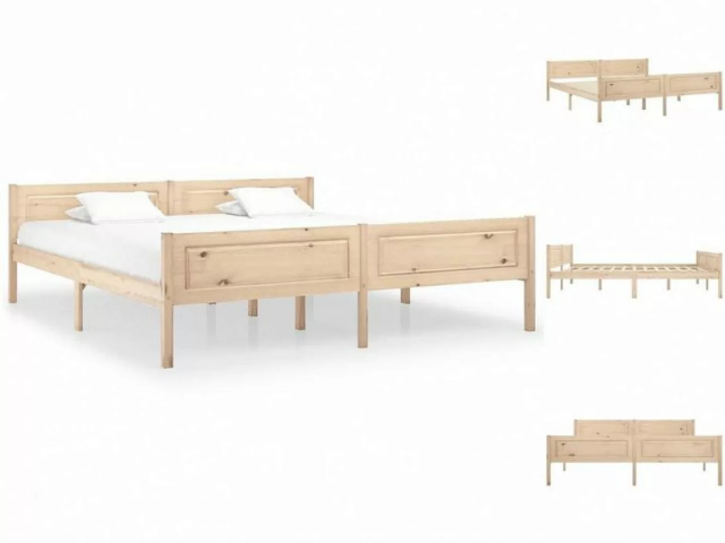 vidaXL Bettgestell Massivholzbett Kiefer 180x200 cm Doppelbett Bett Bettrah günstig online kaufen