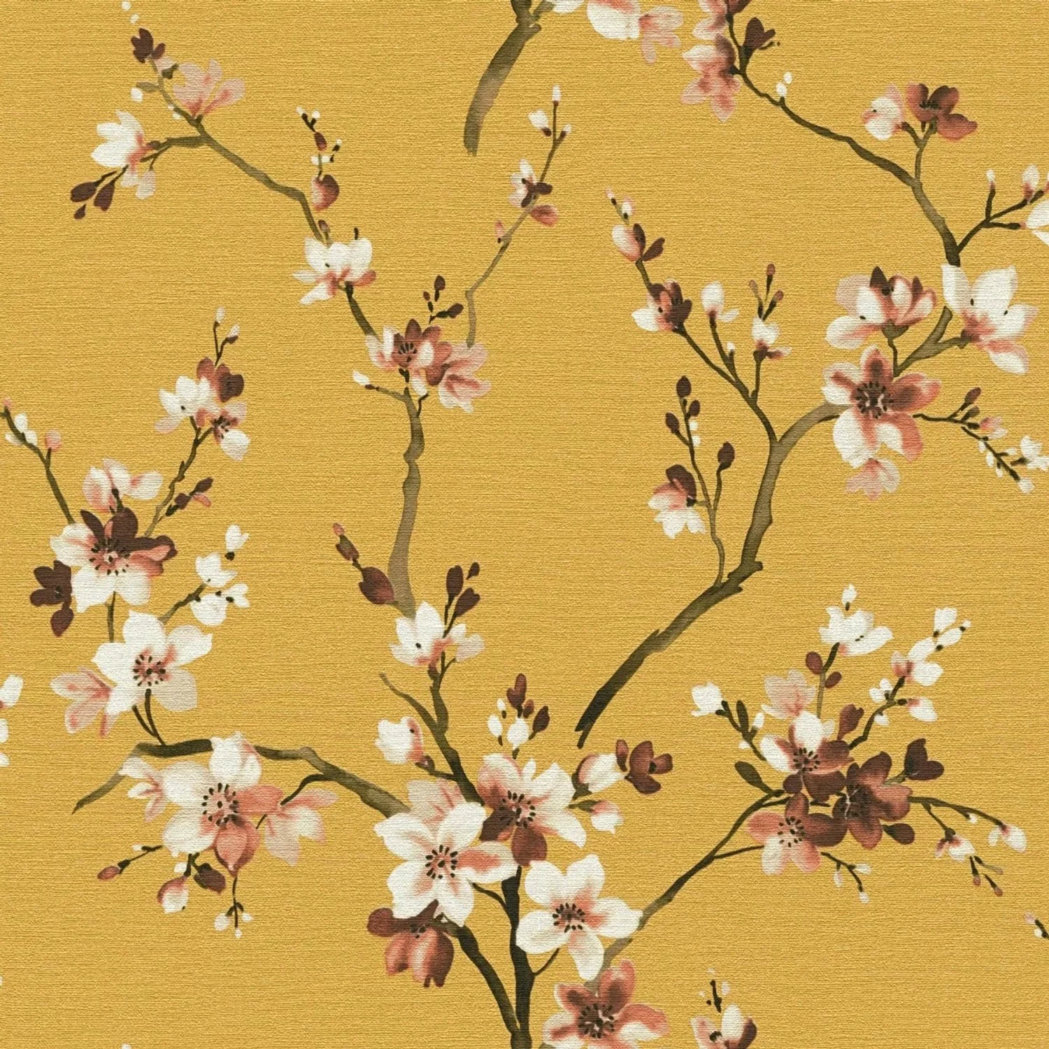 Bricoflor Gelbe Tapete mit Kischblüten Florale Vliestapete in Senfgelb Mode günstig online kaufen