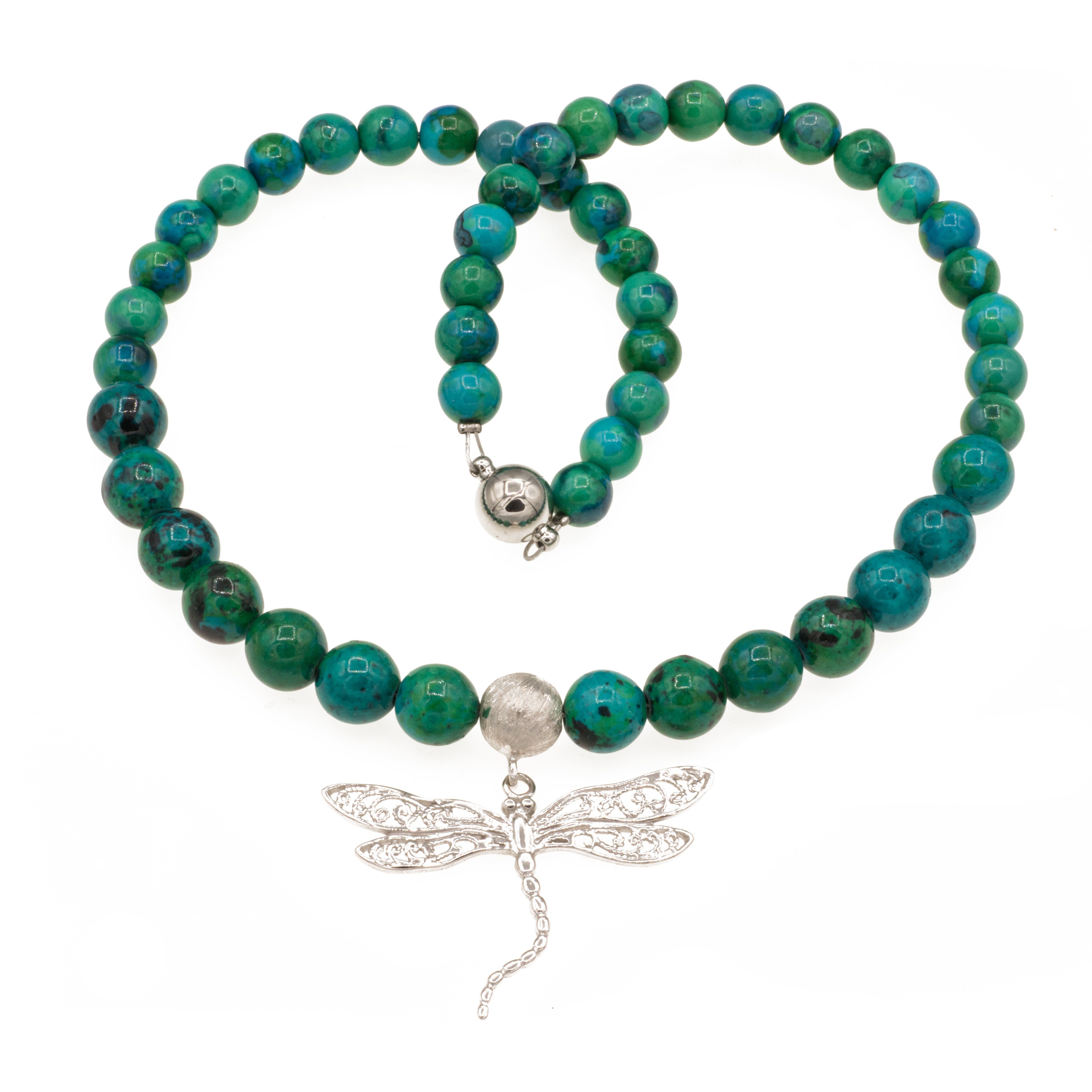 Perlenkette Kette mit Chrysokoll Perlen und günstig online kaufen