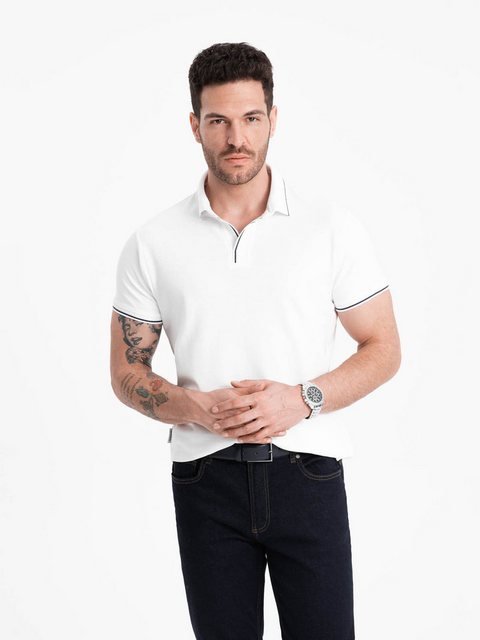 OMBRE Poloshirt Poloshirt aus Piqué-Strick für Herren ohne Knöpfe günstig online kaufen