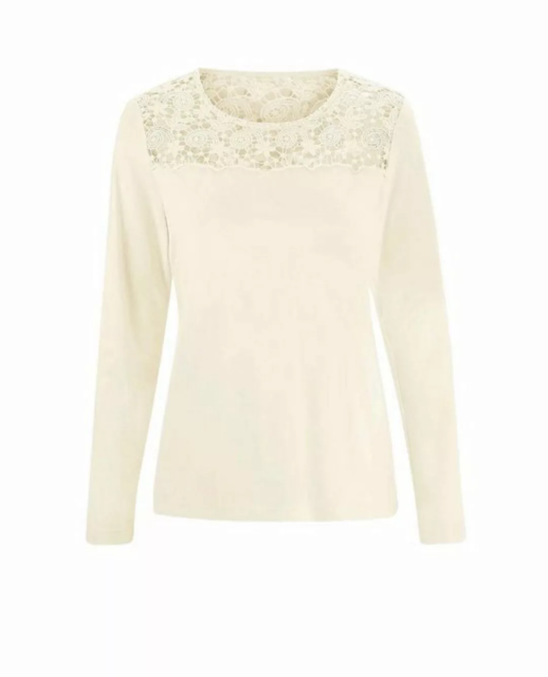 heine Rundhalsshirt LINEA TESINI Damen Designer-Spitzenshirt, champagner günstig online kaufen