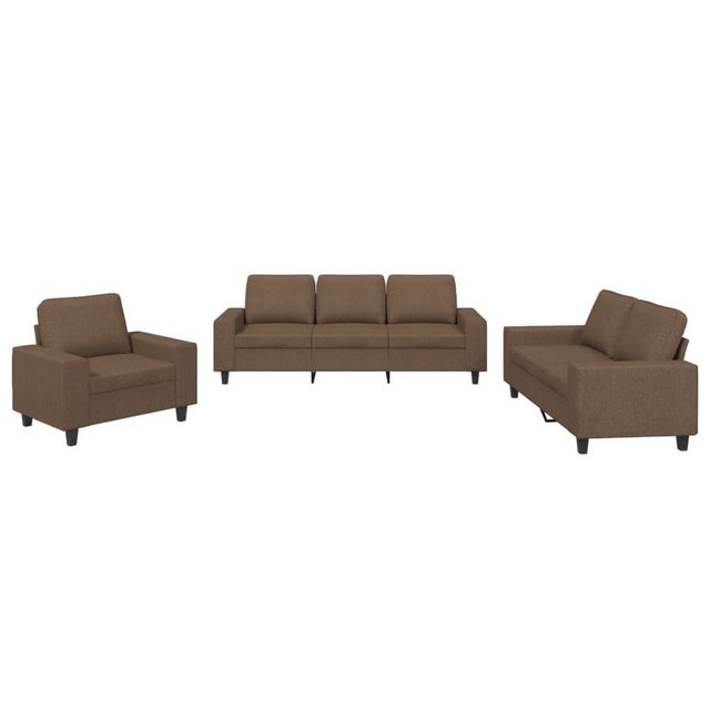 vidaXL Sofa Sofagarnitur Set mit Kissen Stoff, 3-tlg., Braun günstig online kaufen