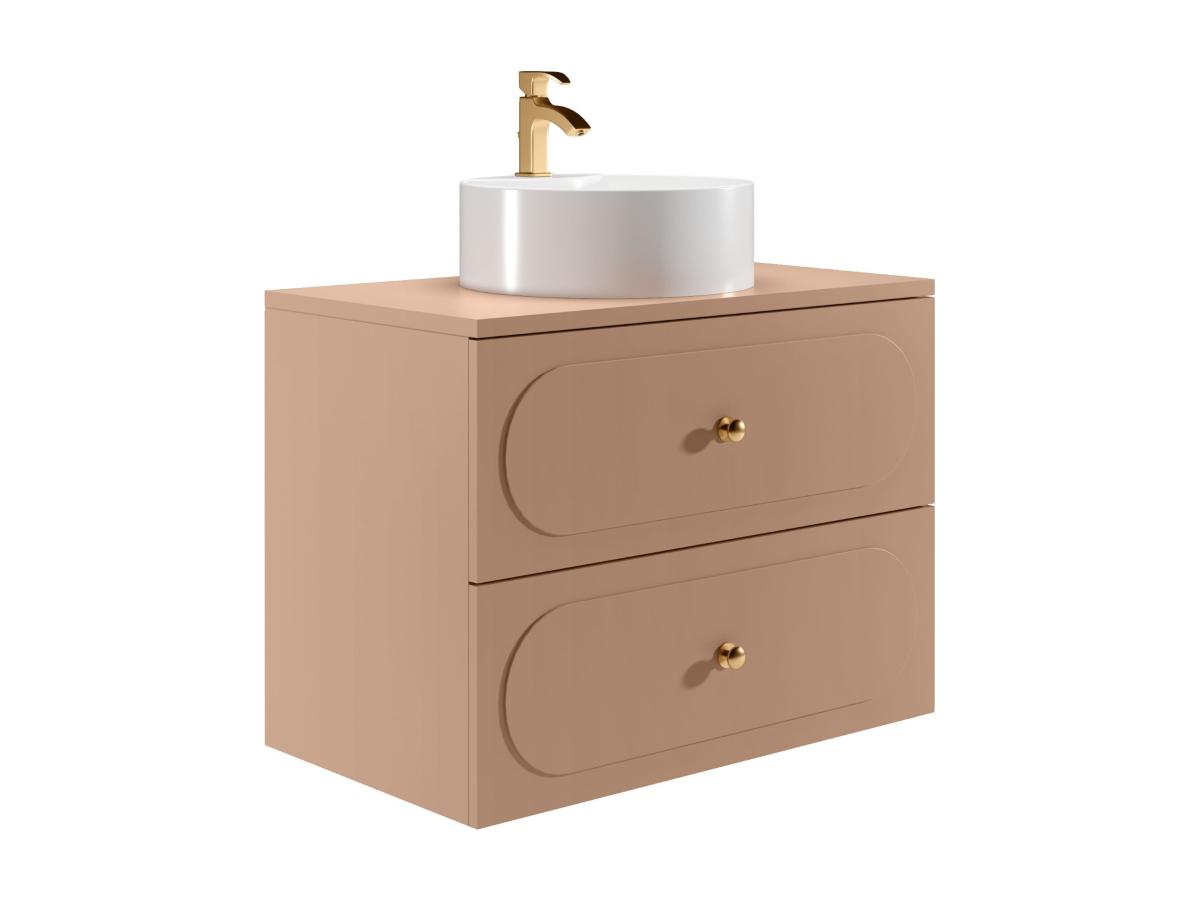 Badezimmermöbel hängend mit Aufsatzwaschbecken rund - Altrosa - 80 cm - SAT günstig online kaufen