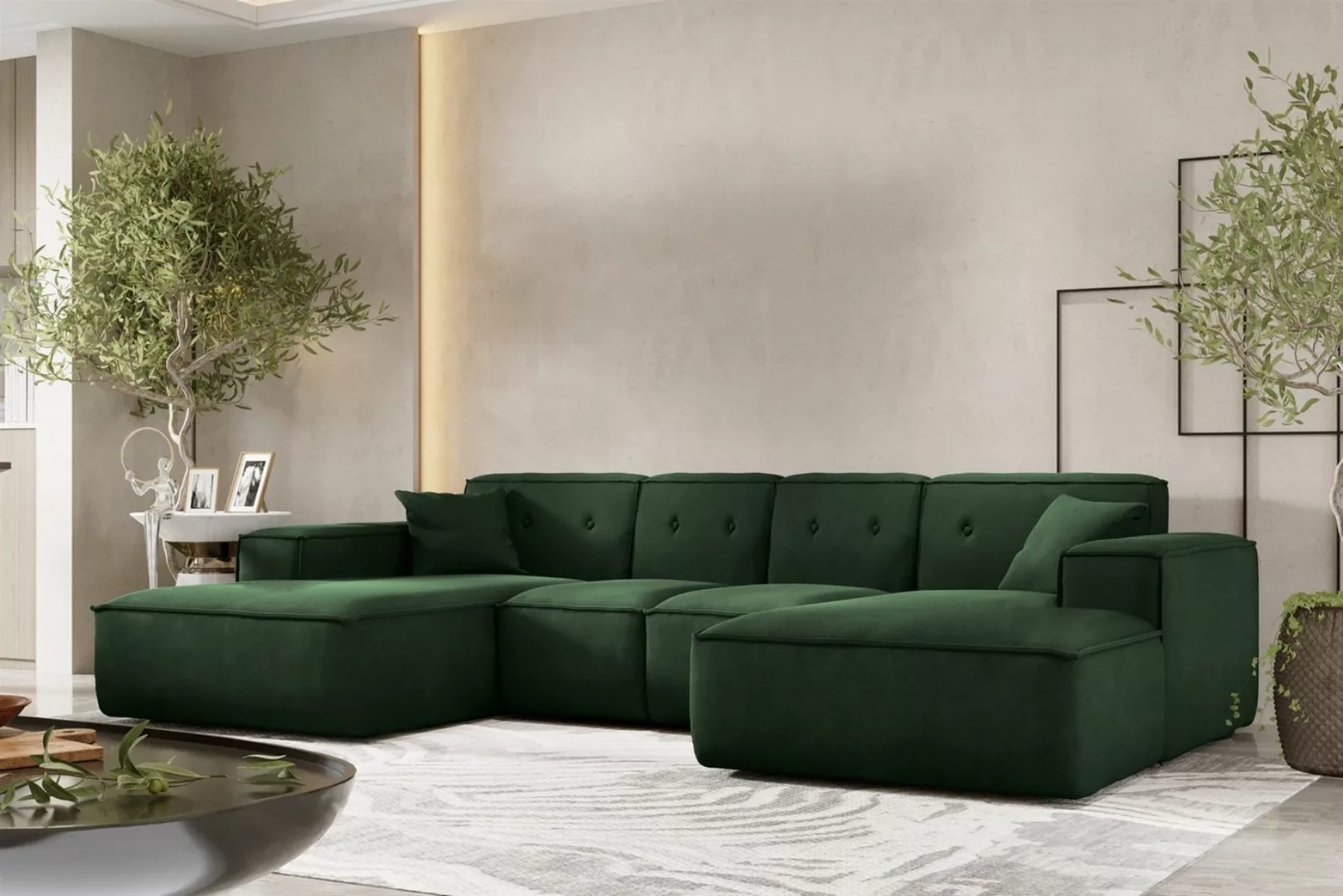 Fun Möbel Wohnlandschaft Sofa U-Form CESINA XS in Stoff, inkl. 2 Zierkissen günstig online kaufen