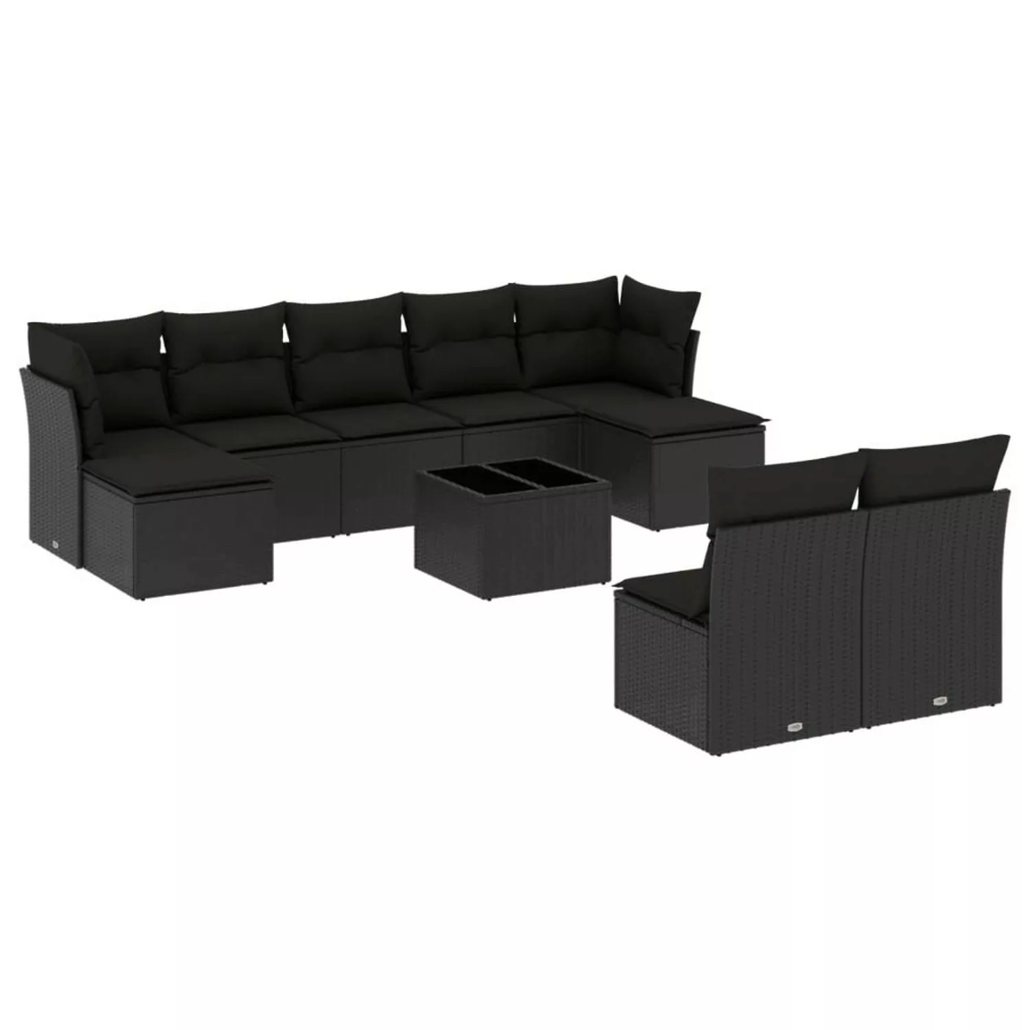 vidaXL 10-tlg Garten-Sofagarnitur mit Kissen Schwarz Poly Rattan Modell 8 günstig online kaufen