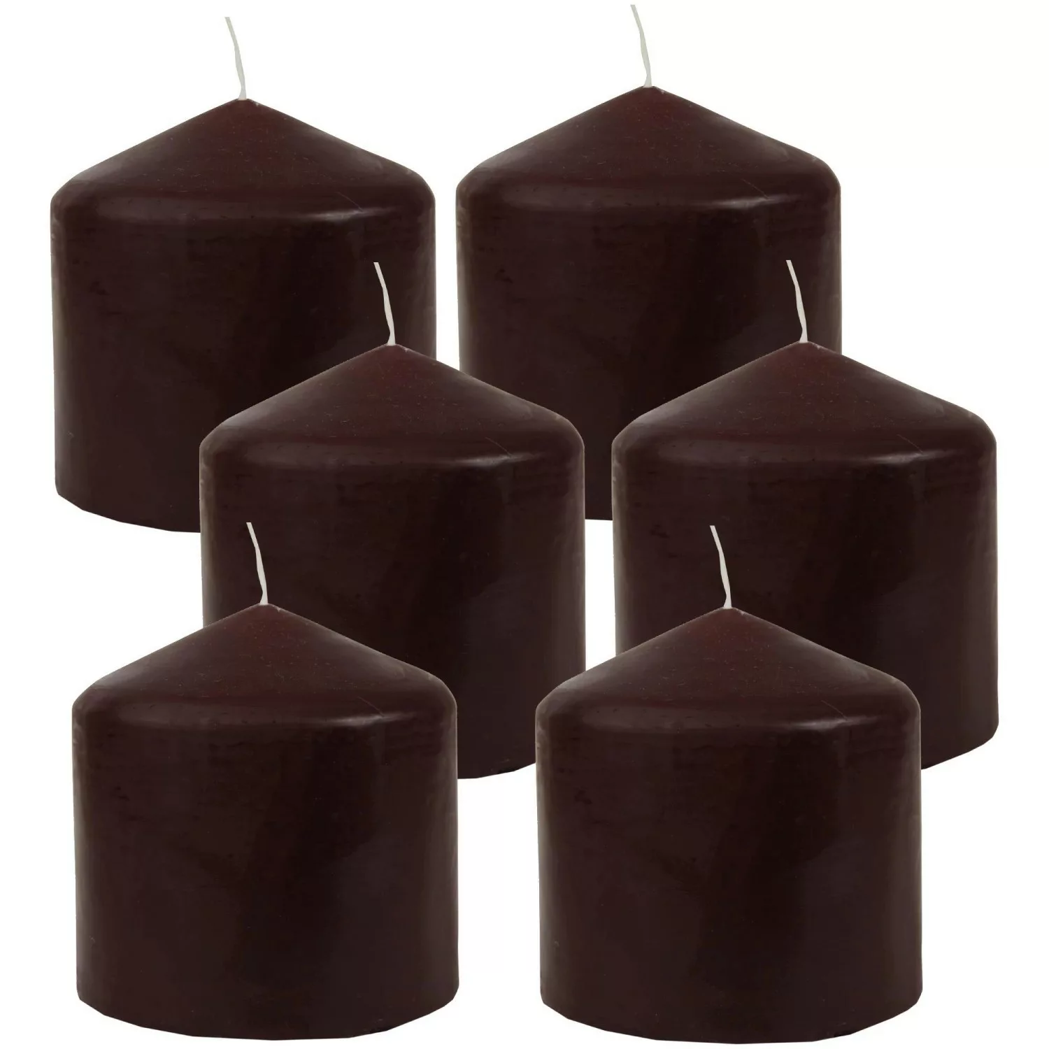 HS Candle Stumpenkerzen Ø8cm 6er Pack Braun günstig online kaufen