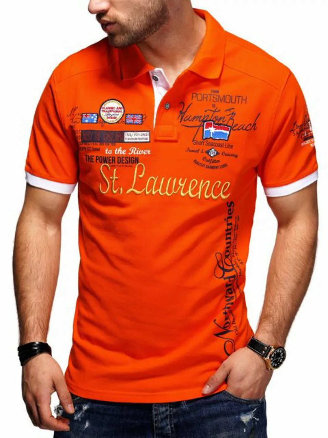 Style-Division Poloshirt SDIOWA Bedruckt & mit Stickereien günstig online kaufen