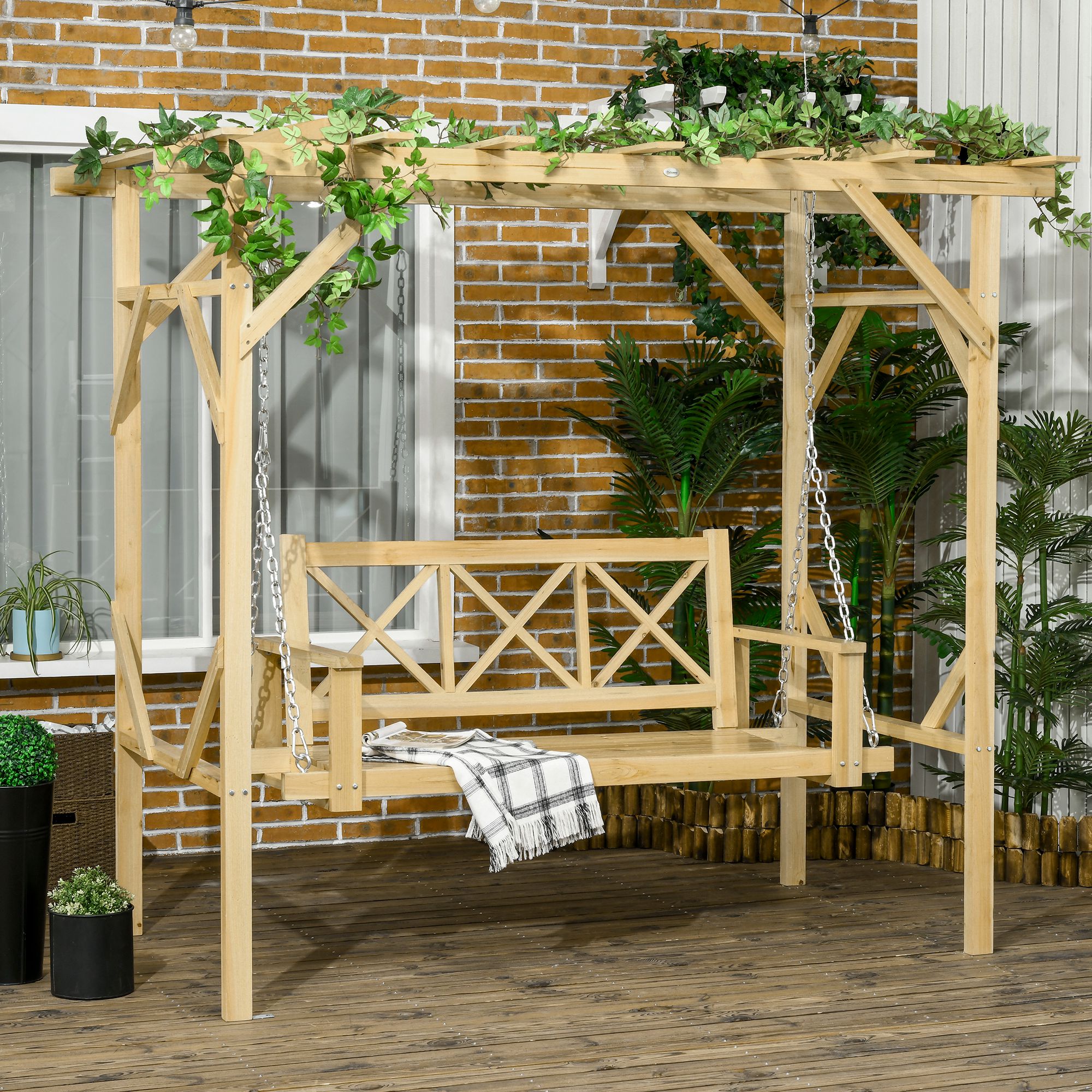 Outsunny Hollywoodschaukel mit Pergola günstig online kaufen