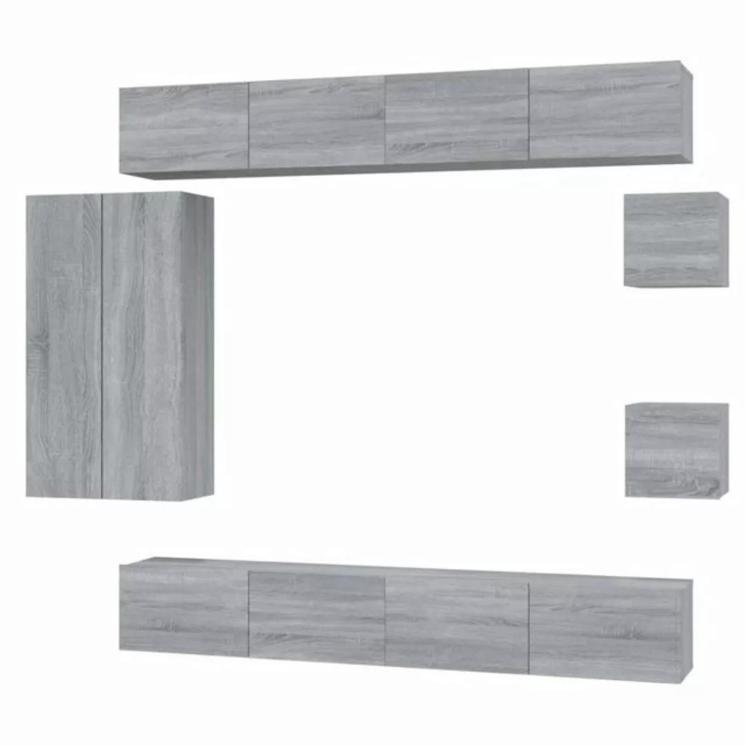 furnicato TV-Schrank 8-tlg. TV-Schrank-Set Grau Sonoma Holzwerkstoff (1-St) günstig online kaufen