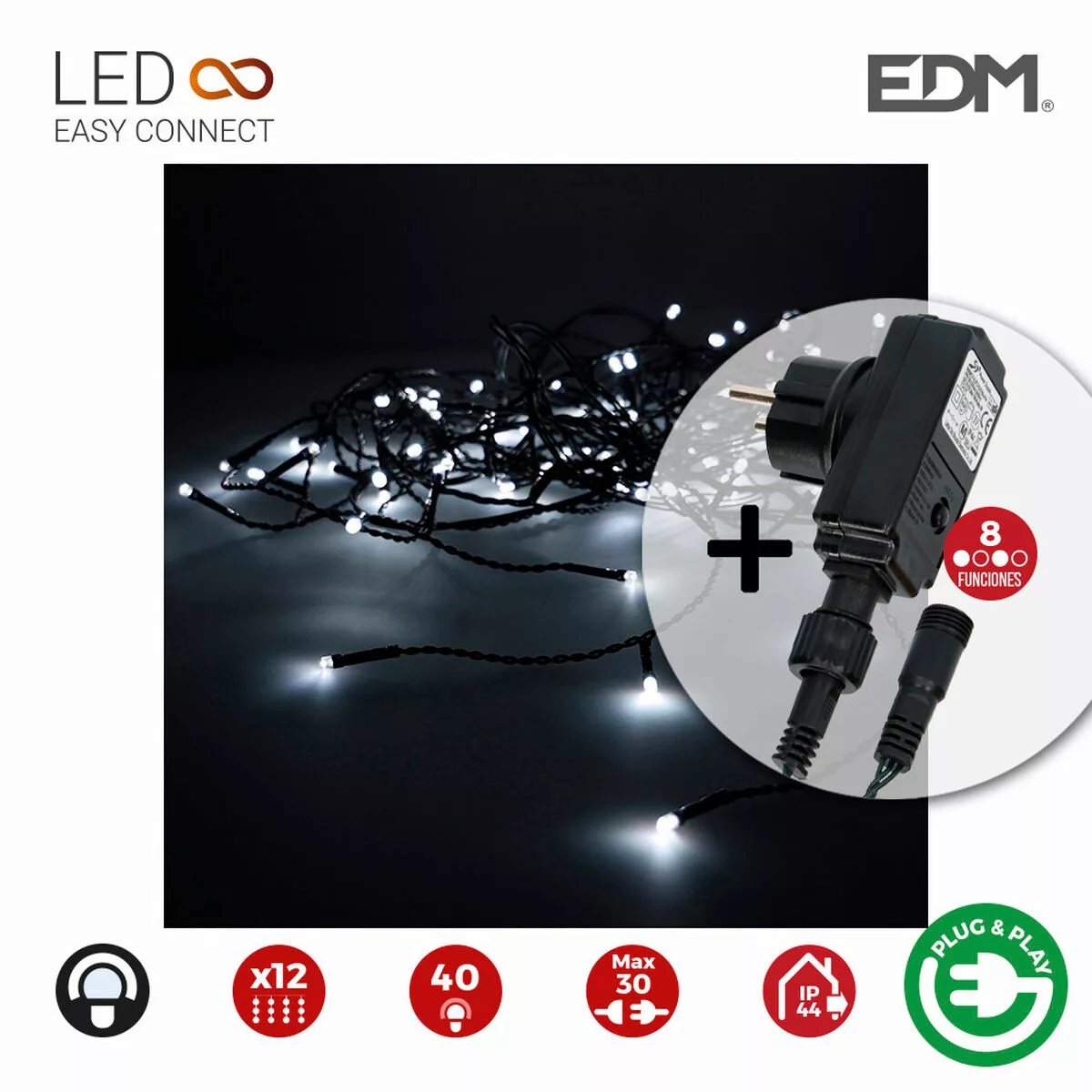 Led-lichtvorhang Edm Icicle Easy-connect Weiß 100w (200 X 50 Cm) günstig online kaufen