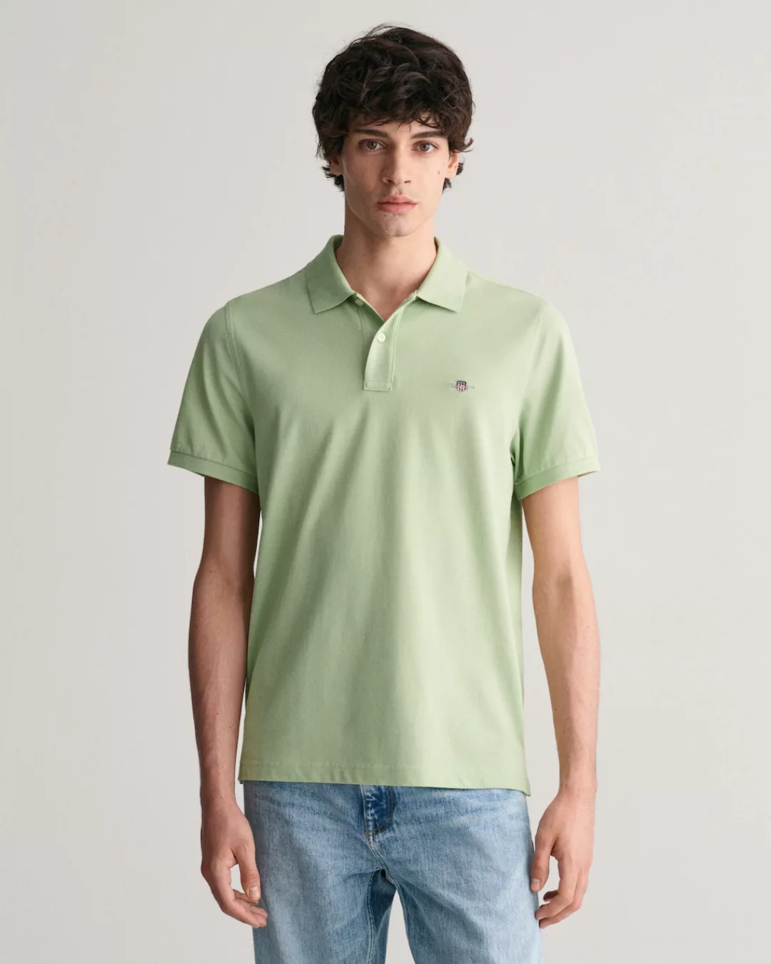 Gant Poloshirt REG SHIELD SS PIQUE POLO mit Logo und Flachstrickkragen 100% günstig online kaufen