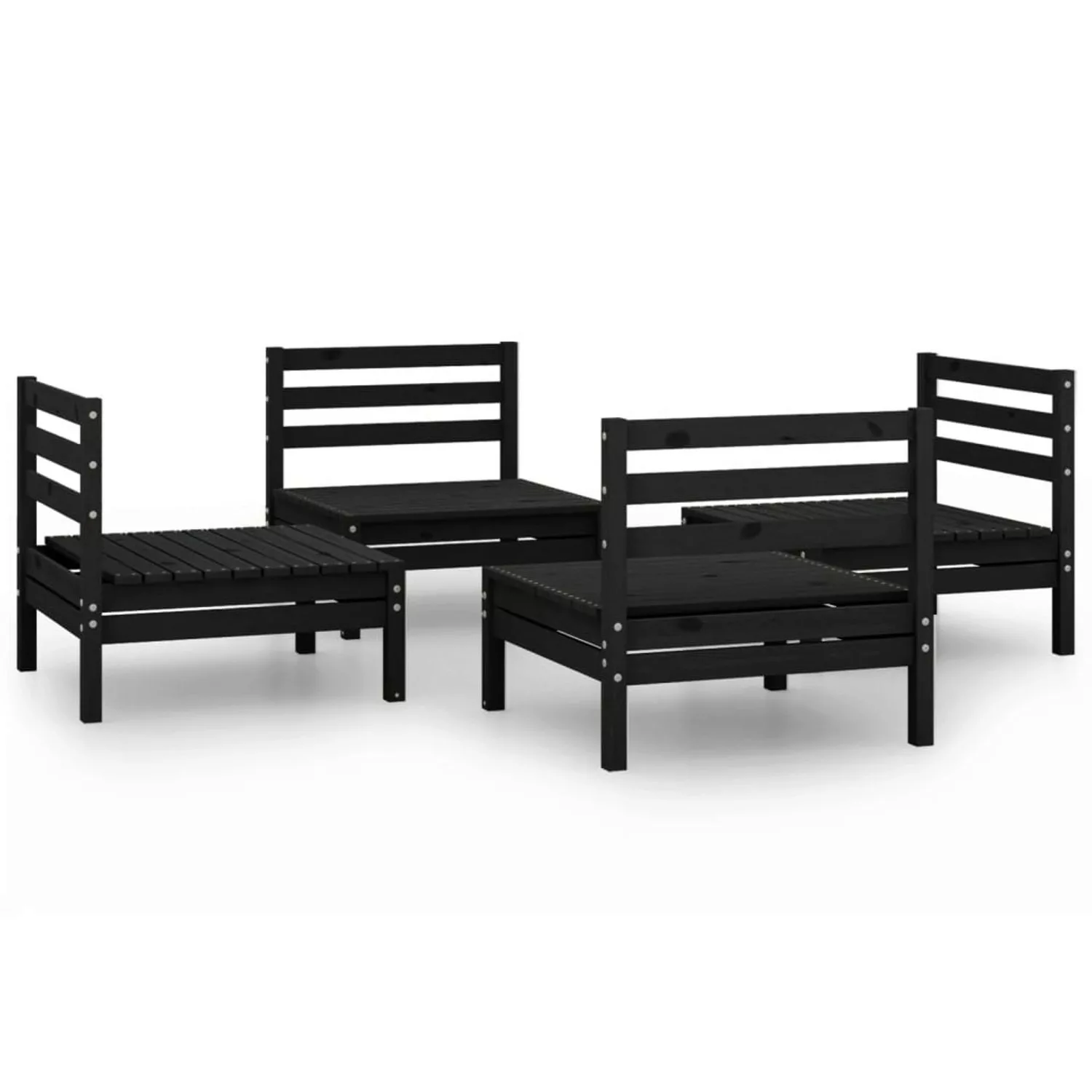 4-tlg. Garten-lounge-set Schwarz Massivholz Kiefer günstig online kaufen