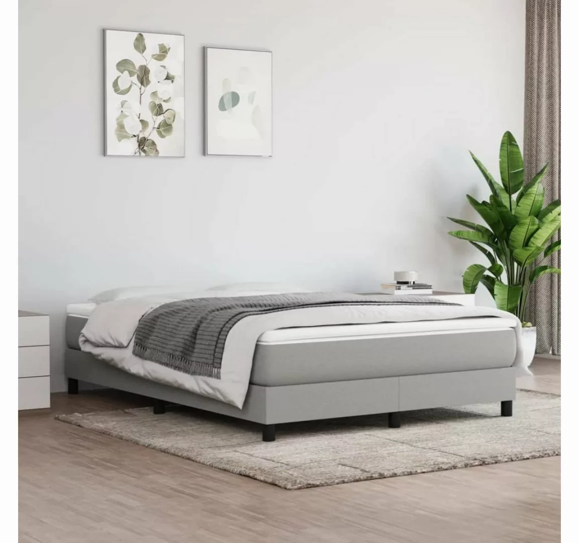 furnicato Bett Boxspringbett mit Matratze Hellgrau 140x190 cm Stoff günstig online kaufen