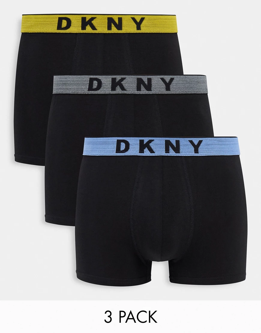 DKNY – Greenville – 3er-Pack Boxershorts in Schwarz mit Kontrastbund günstig online kaufen