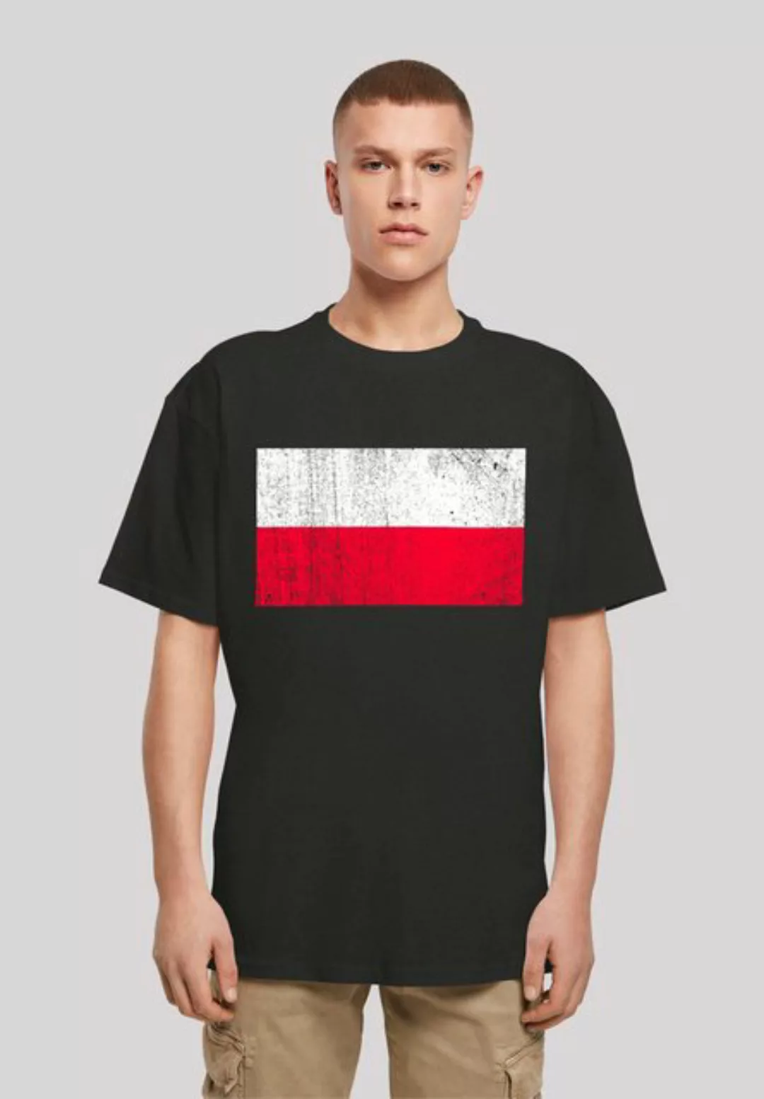 F4NT4STIC T-Shirt Poland Polen Flagge distressed Print günstig online kaufen