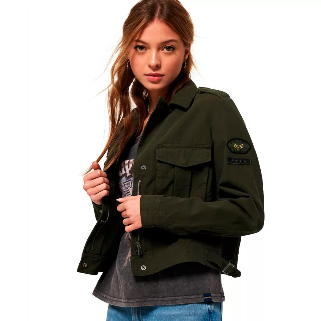 Superdry Military Crop Jacke L Washed Khaki günstig online kaufen