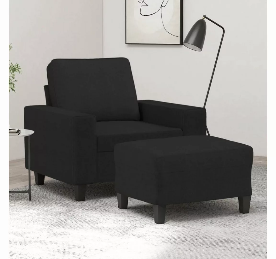 vidaXL Sofa Sessel mit Hocker 60 cm Stoff, Schwarz günstig online kaufen