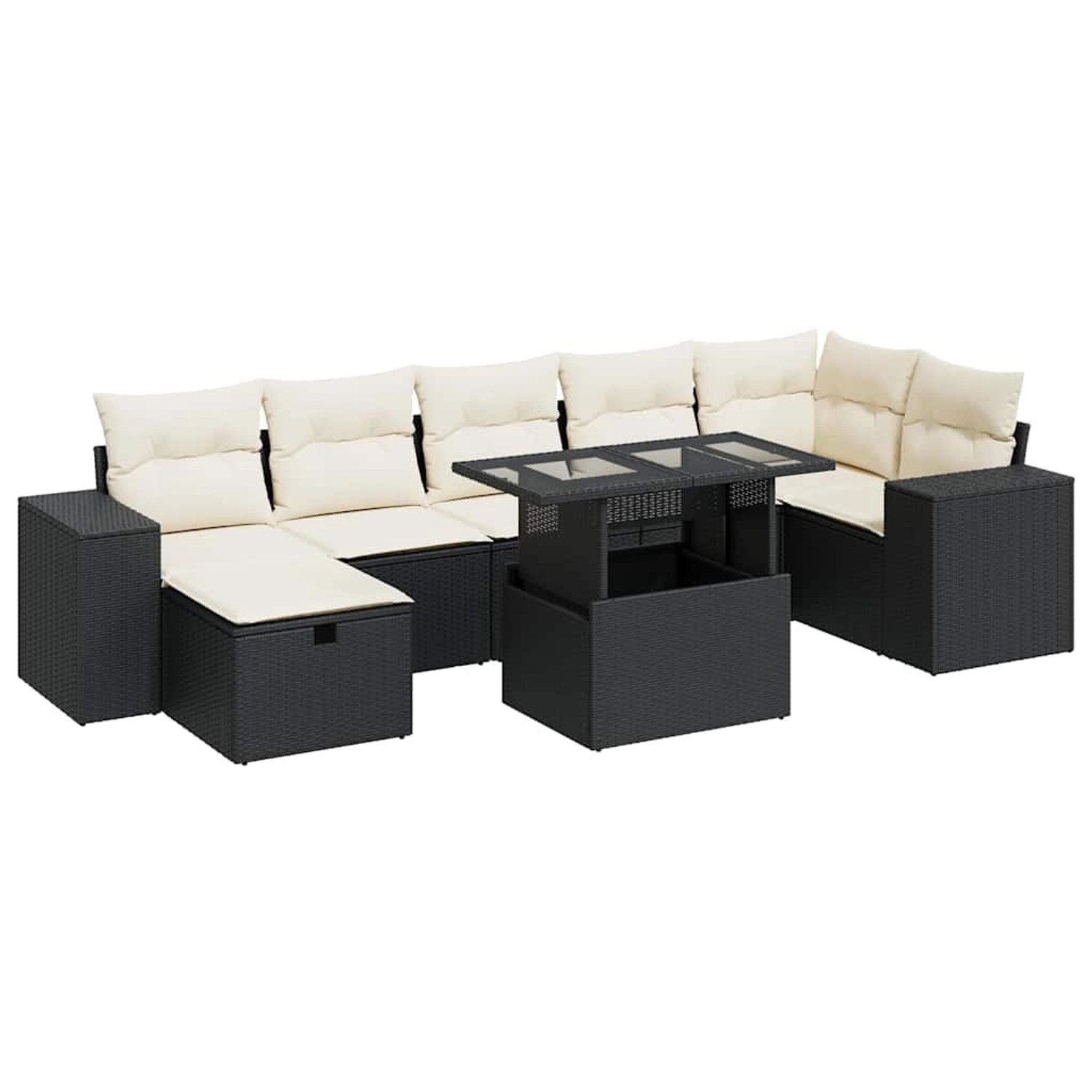 vidaXL 5-Tlg Garten-Sofagarnitur mit Kissen Schwarz Poly Rattan 3327946 günstig online kaufen