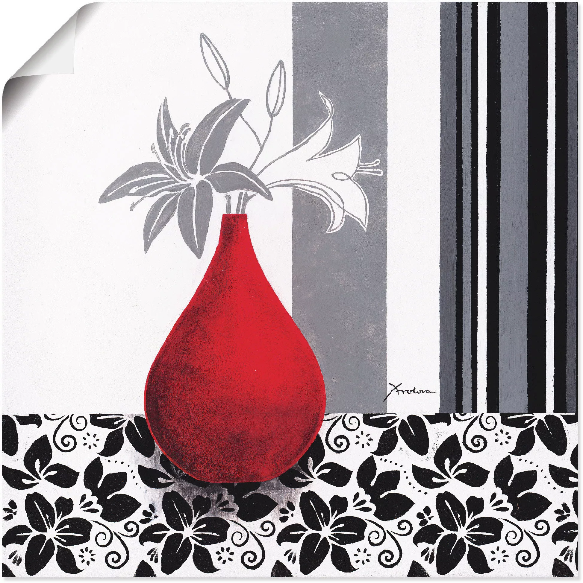 Artland Wandbild "Blumenmuster", Vasen & Töpfe, (1 St.), als Leinwandbild, günstig online kaufen