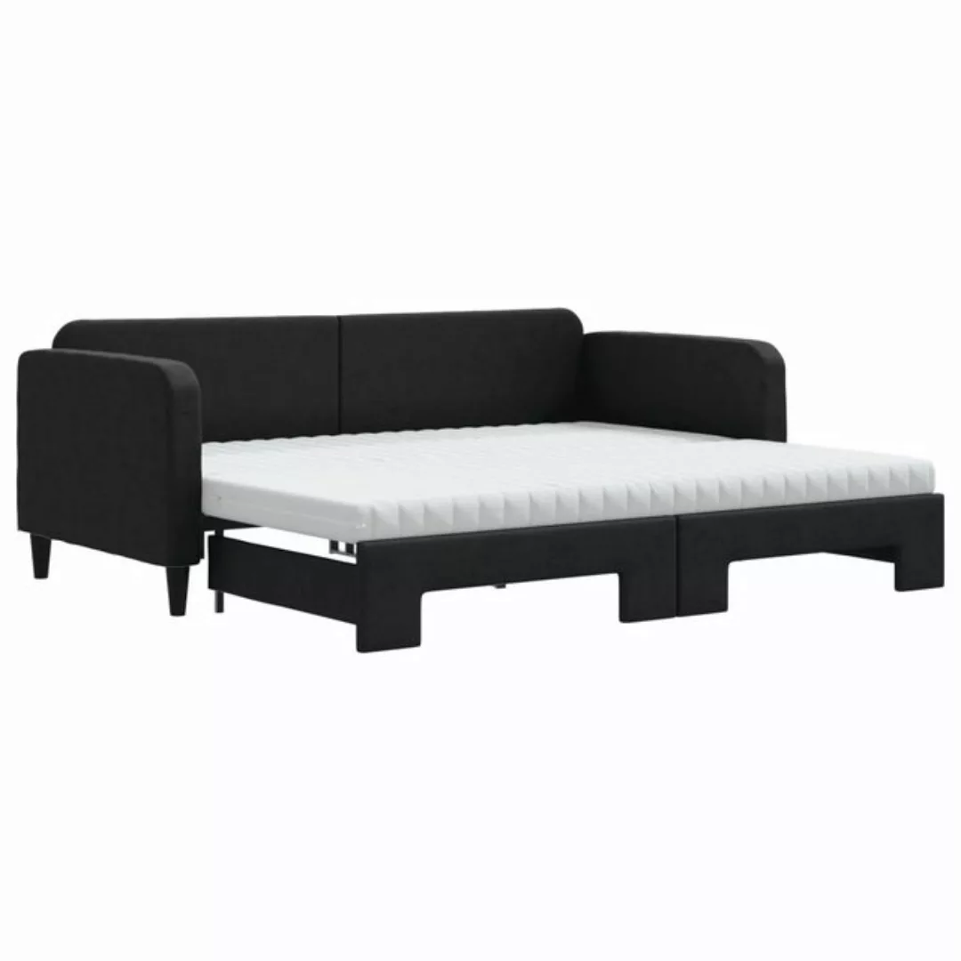 vidaXL Gästebett Gästebett Tagesbett Ausziehbar mit Matratzen Schwarz 90x20 günstig online kaufen