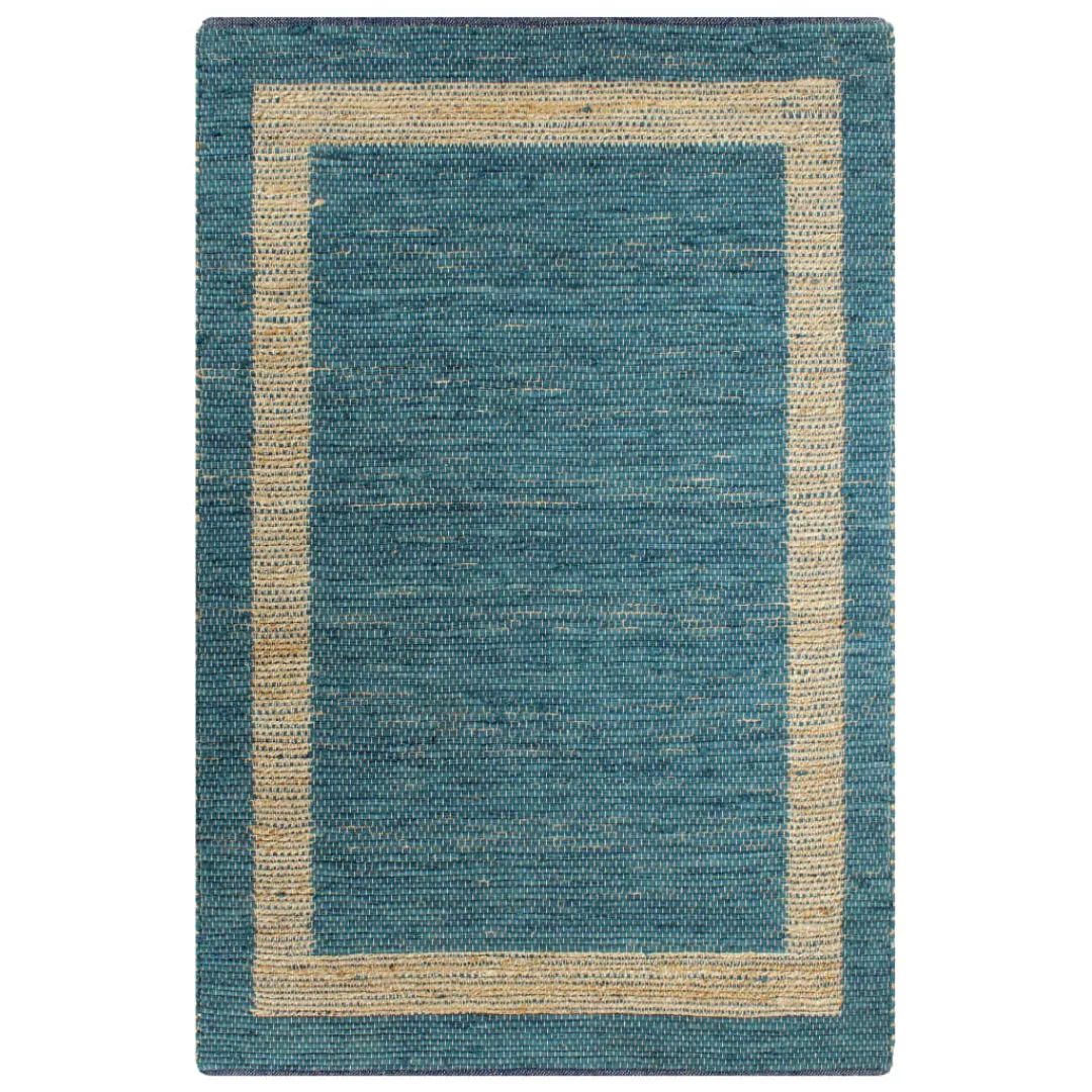 Teppich Handgefertigt Jute Blau 80x160 Cm günstig online kaufen