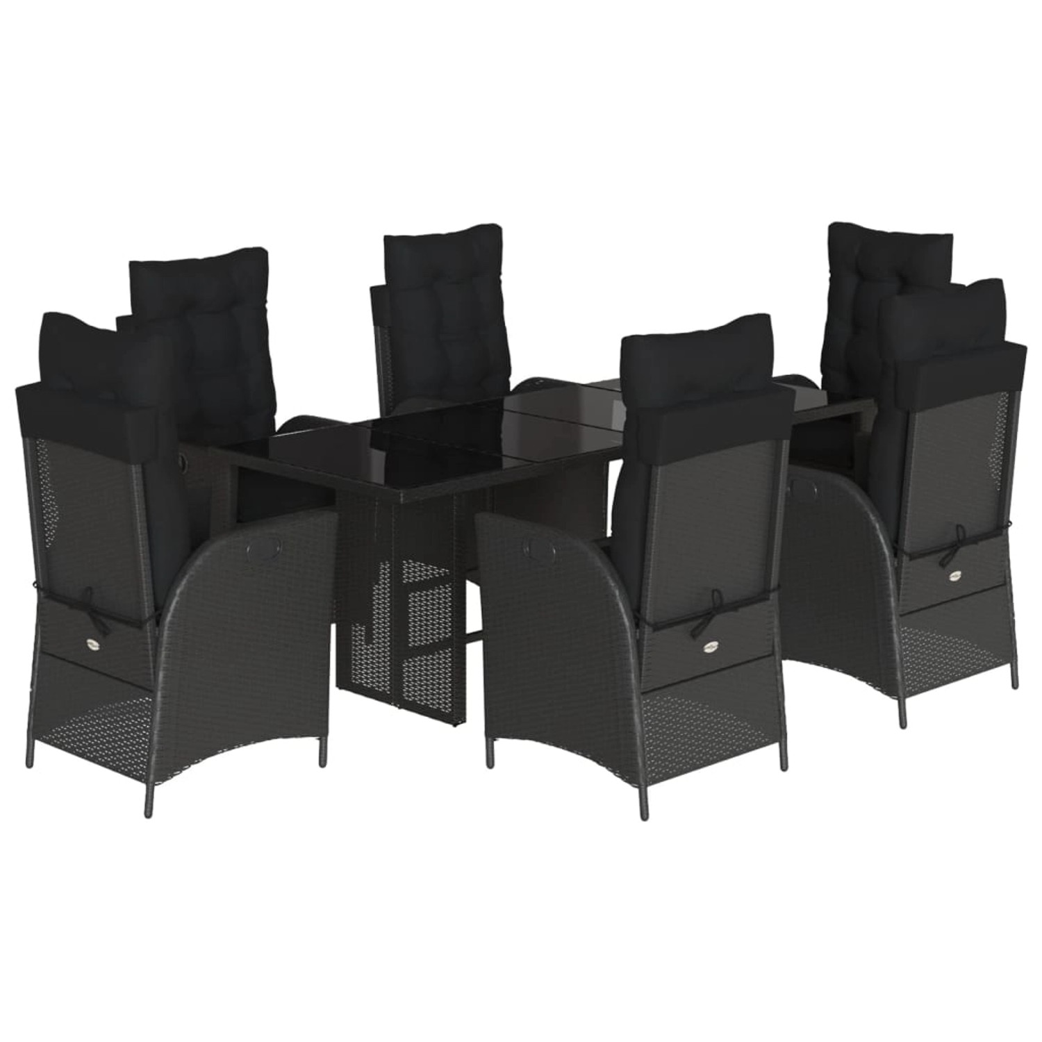 vidaXL 7-tlg Garten-Essgruppe mit Kissen Schwarz Poly Rattan Modell 140 günstig online kaufen