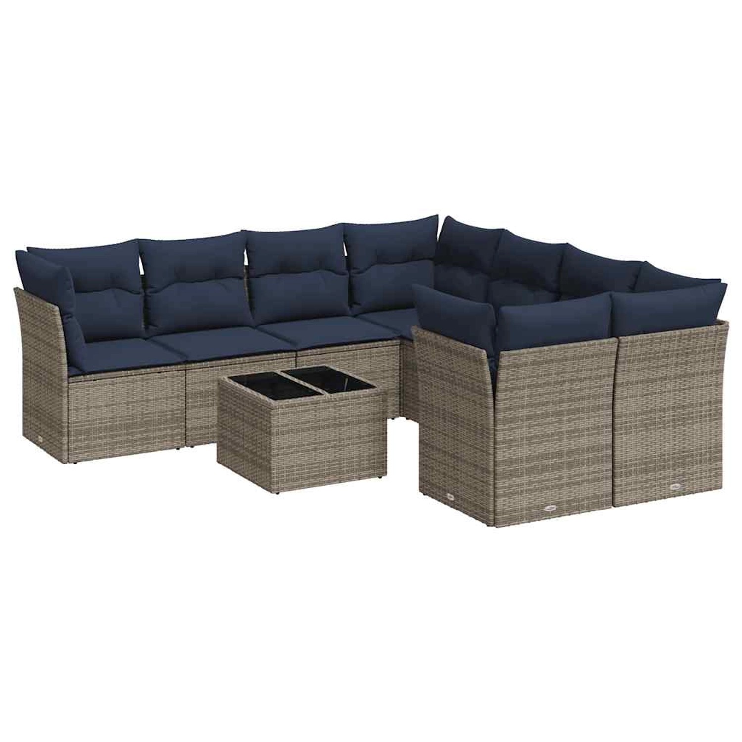 vidaXL 9-Tlg Garten-Sofagarnitur mit Kissen Grau Poly Rattan 3217321 günstig online kaufen