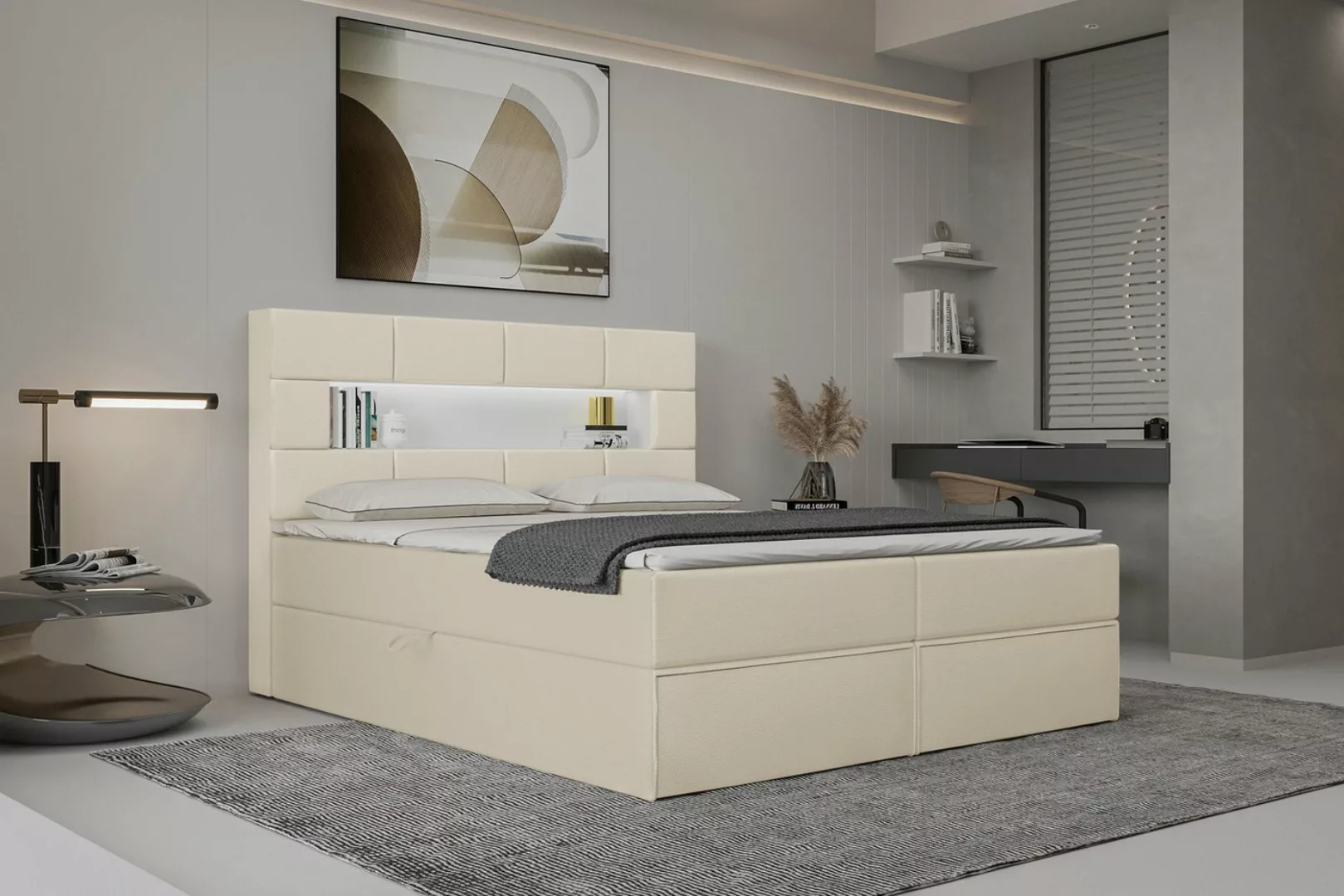 Stylefy Boxspringbett Comfy (Schlafzimmerbett, Bett), LED-Beleuchtung günstig online kaufen