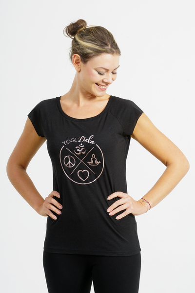Yoga Shirt Kurzarm - Bio-baumwolle & Bambusviskose- "Yogiliebe" günstig online kaufen