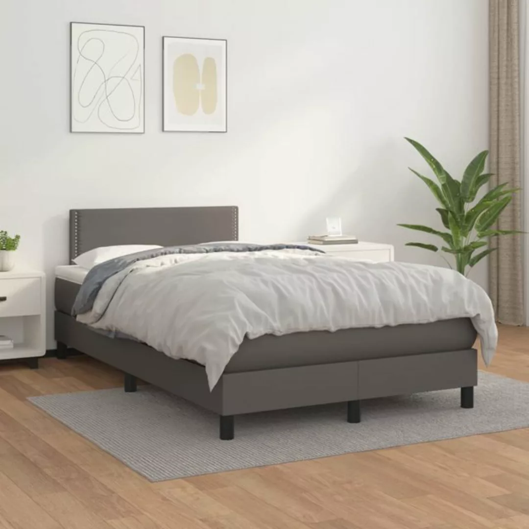 vidaXL Bettgestell Boxspringbett mit Matratze Grau 120x200 cm Kunstleder Be günstig online kaufen