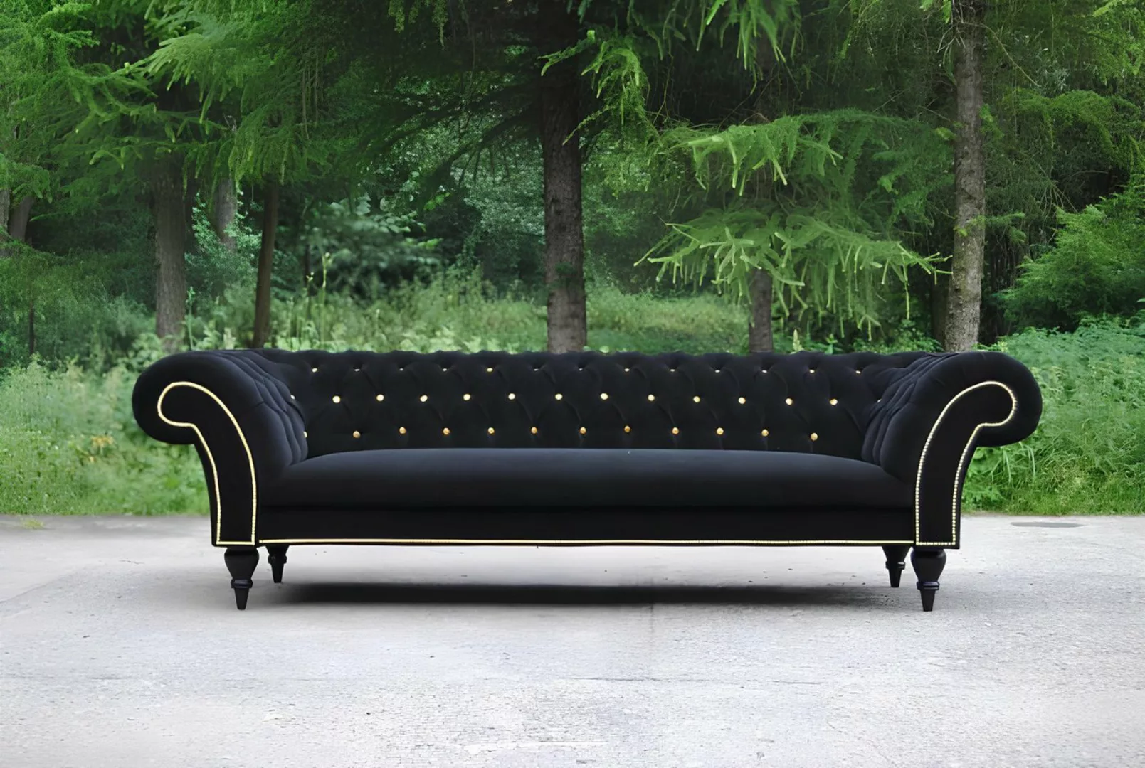 Xlmoebel Sofa Schwarzes Dreisitzer Chesterfield-Sofa mit modernem Stoffdesi günstig online kaufen