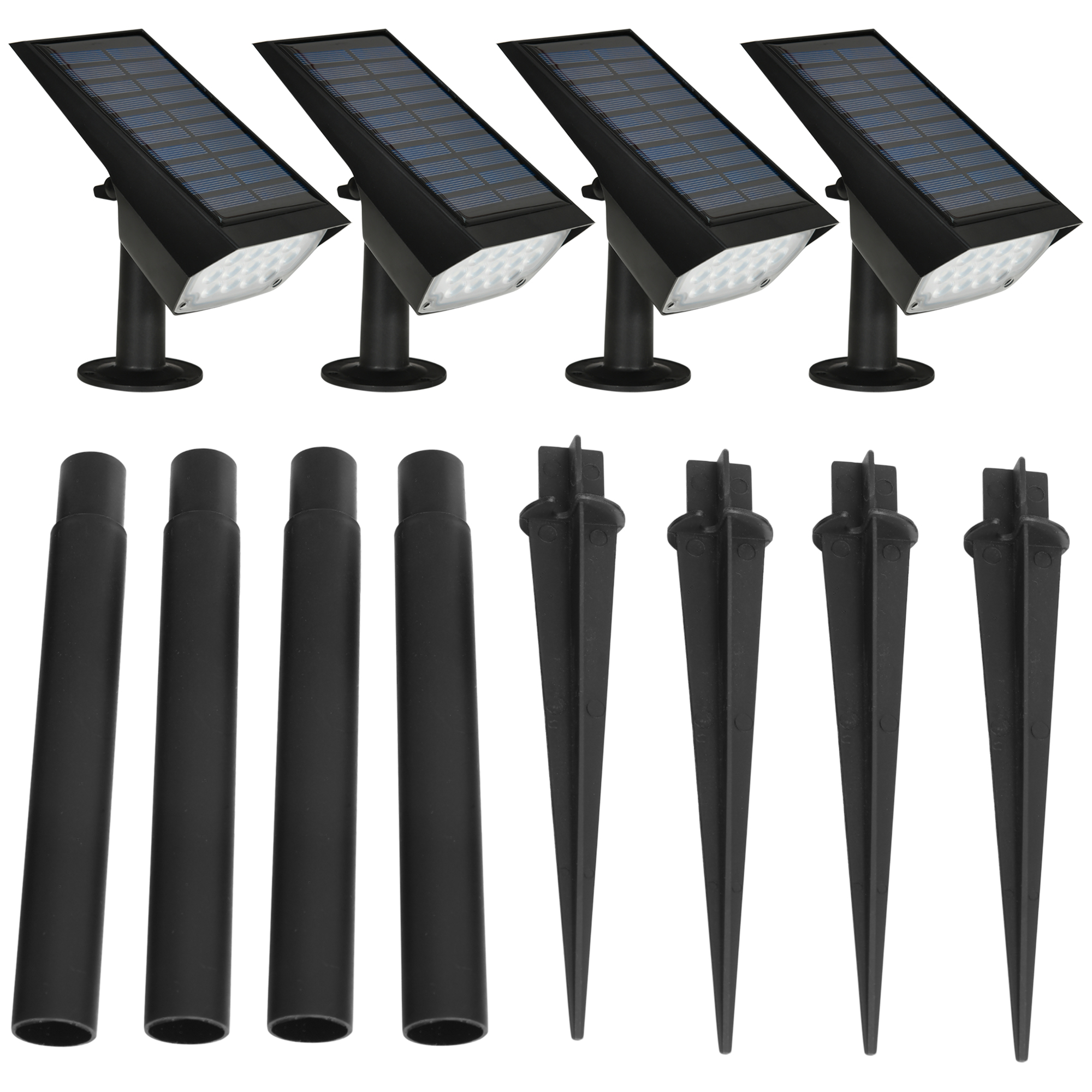 Outsunny Set 4 Gartenstrahler mit Pfahl, Solarlicht 1 Farbe und 2 Helligkei günstig online kaufen