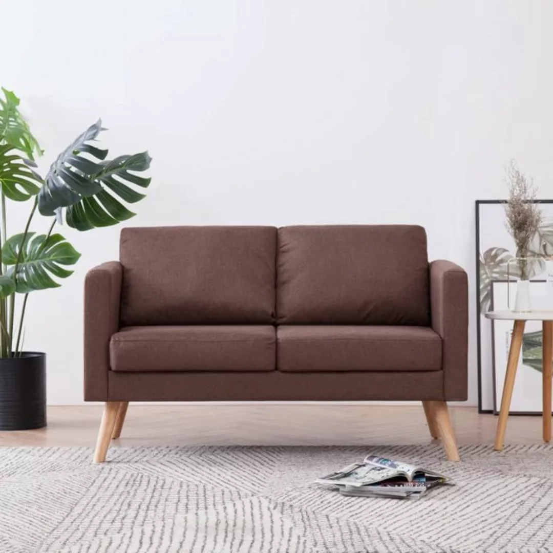 vidaXL Sofa 2-Sitzer-Sofa Stoff Braun Couch günstig online kaufen